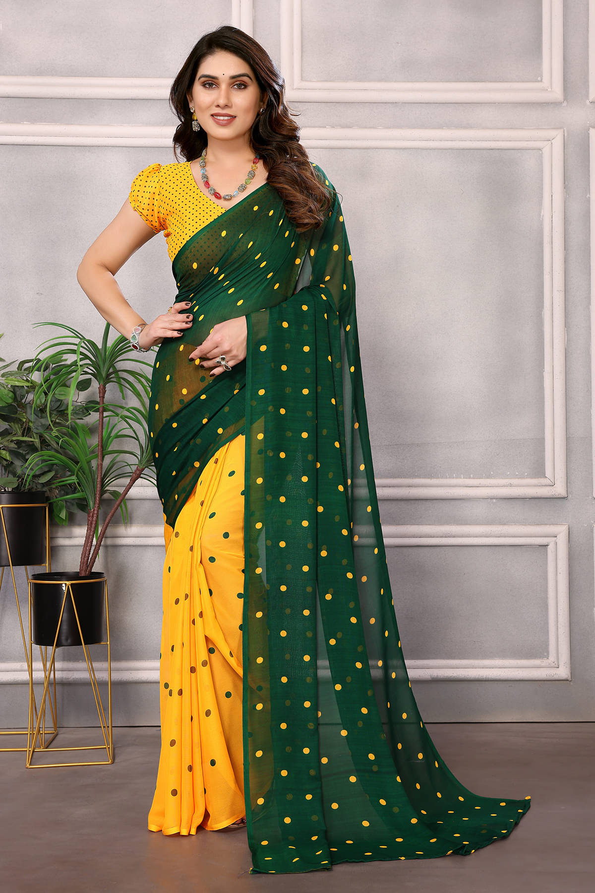 Kashvi Sarees Georgette Printed Chanderi saree With Unstitched Blouse Piece ( Green ) Kashvi Sarees Georgette Printed Chanderi saree With Unstitched Blouse Piece ( Green )