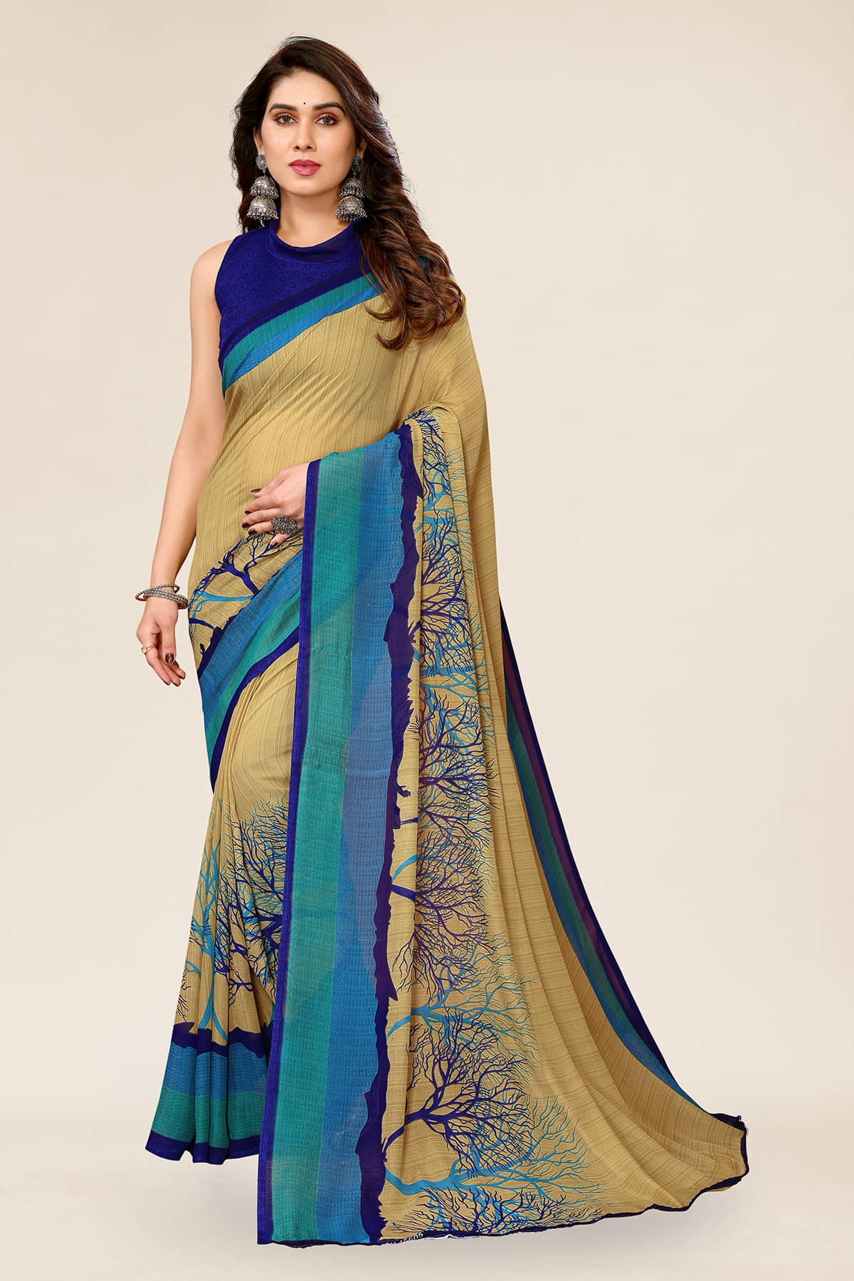 Kashvi Sarees Georgette Printed Chanderi saree With Unstitched Blouse Piece ( Green ) Kashvi Sarees Georgette Printed Chanderi saree With Unstitched Blouse Piece ( Green )