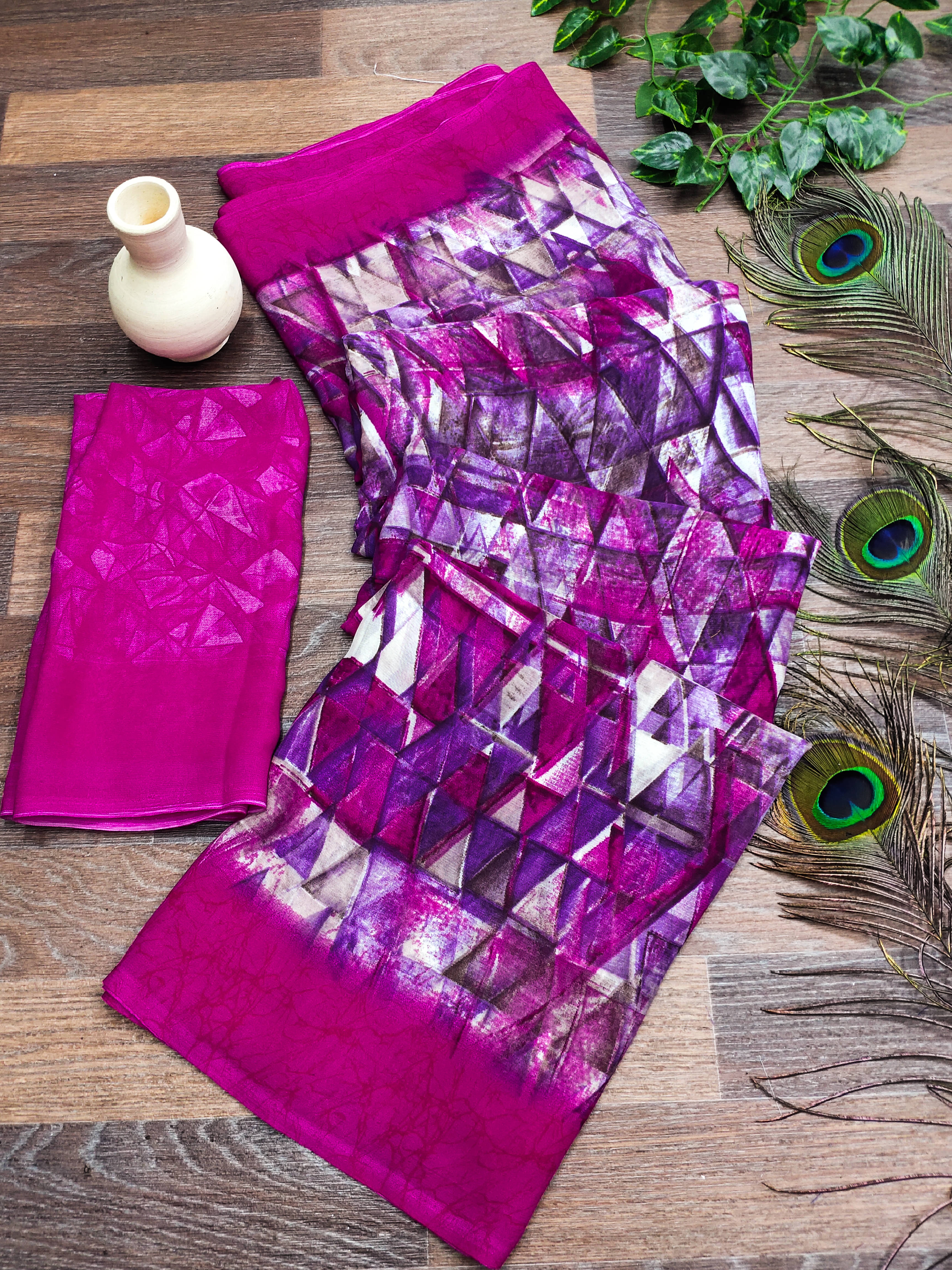 Kashvi Sarees Georgette Printed Chanderi saree With Unstitched Blouse Piece ( Pink )     			Kashvi Sarees Georgette Printed Chanderi saree With Unstitched Blouse Piece ( Pink )