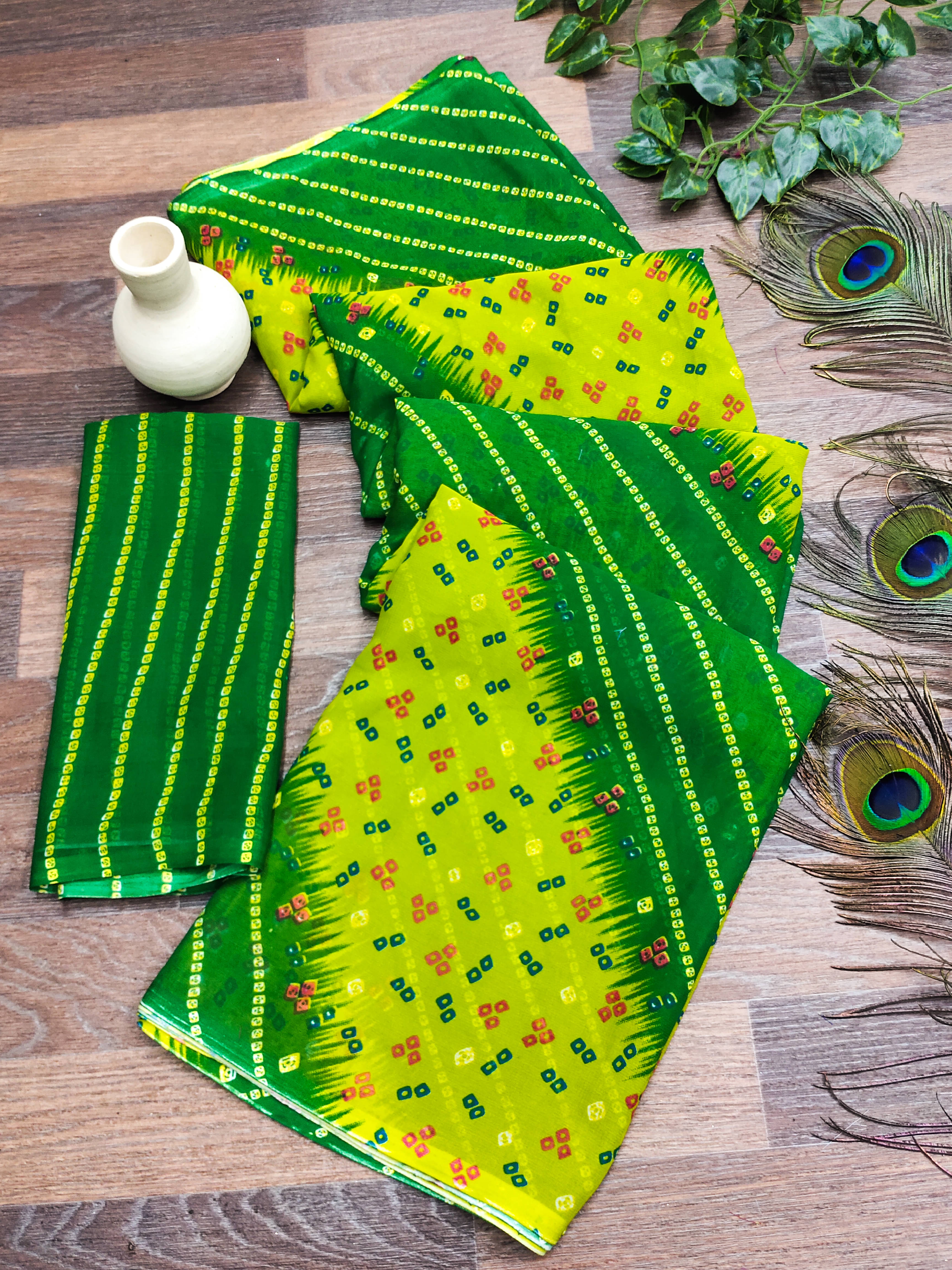 Kashvi Sarees Georgette Printed Chanderi saree With Unstitched Blouse Piece ( Green ) Kashvi Sarees Georgette Printed Chanderi saree With Unstitched Blouse Piece ( Green )