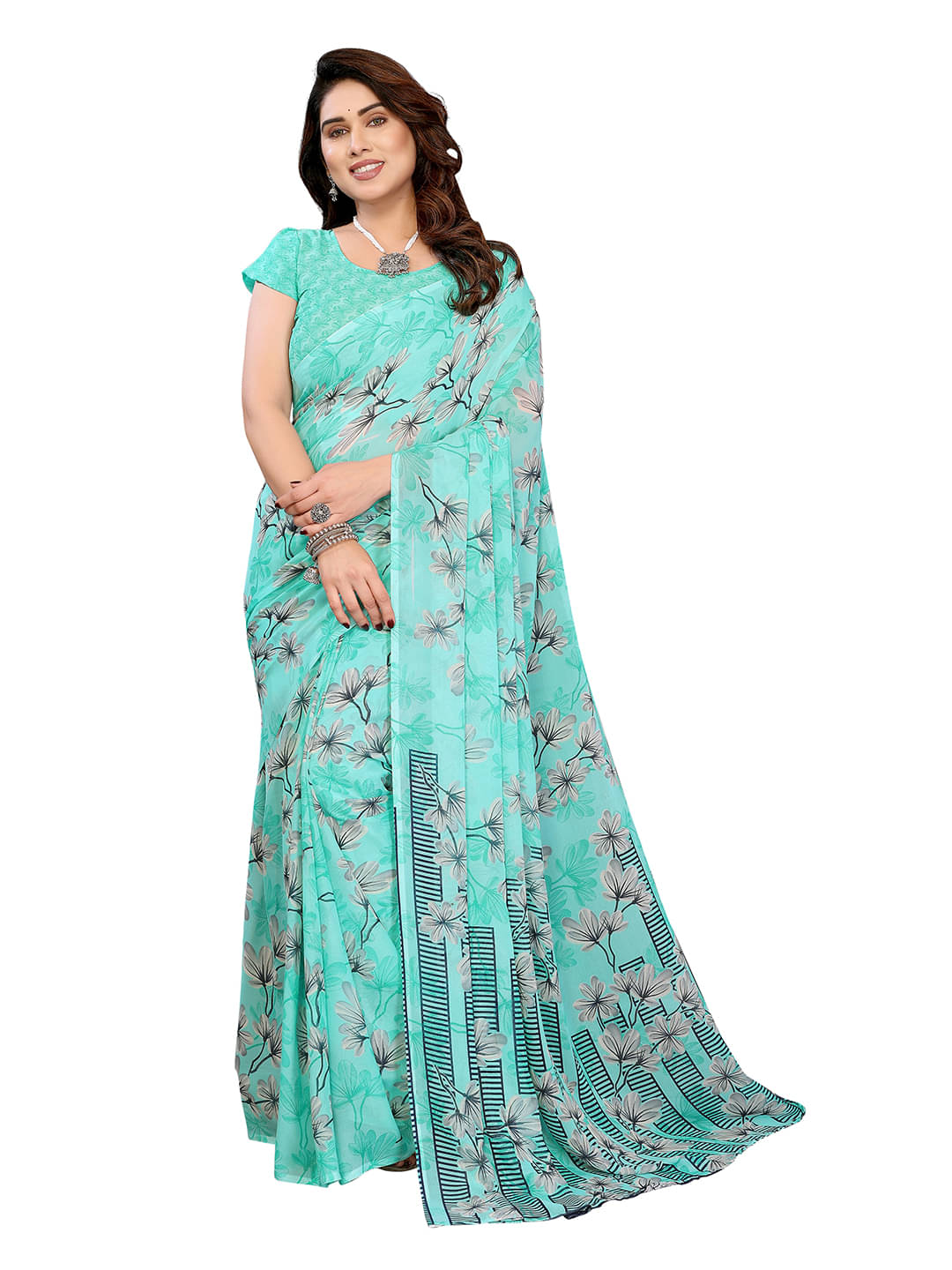 Kashvi Sarees Georgette Printed Chanderi saree With Unstitched Blouse Piece ( Blue ) Kashvi Sarees Georgette Printed Chanderi saree With Unstitched Blouse Piece ( Blue )