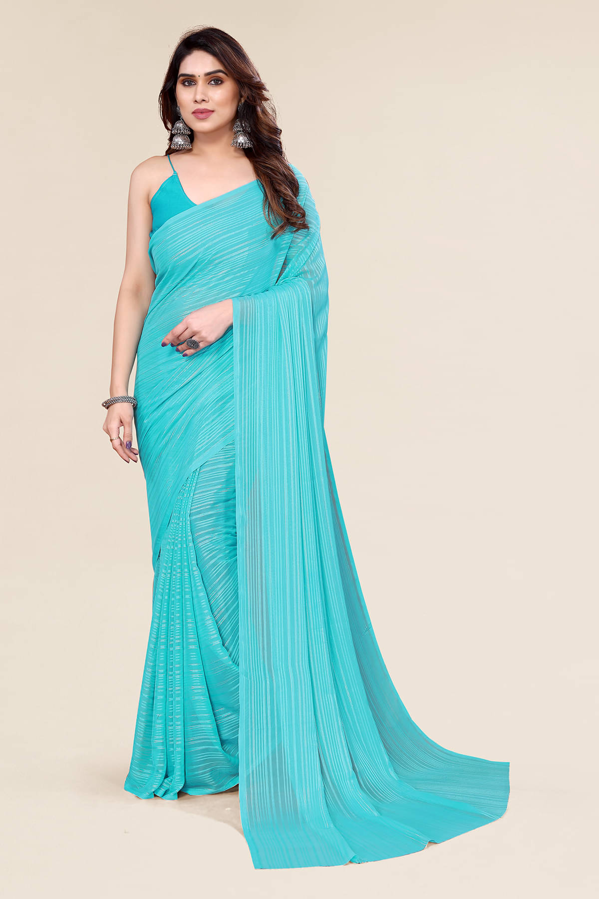 Kashvi Sarees Satin Embellished Chanderi saree With Unstitched Blouse Piece ( Aqua Blue ) Kashvi Sarees Satin Embellished Chanderi saree With Unstitched Blouse Piece ( Aqua Blue )