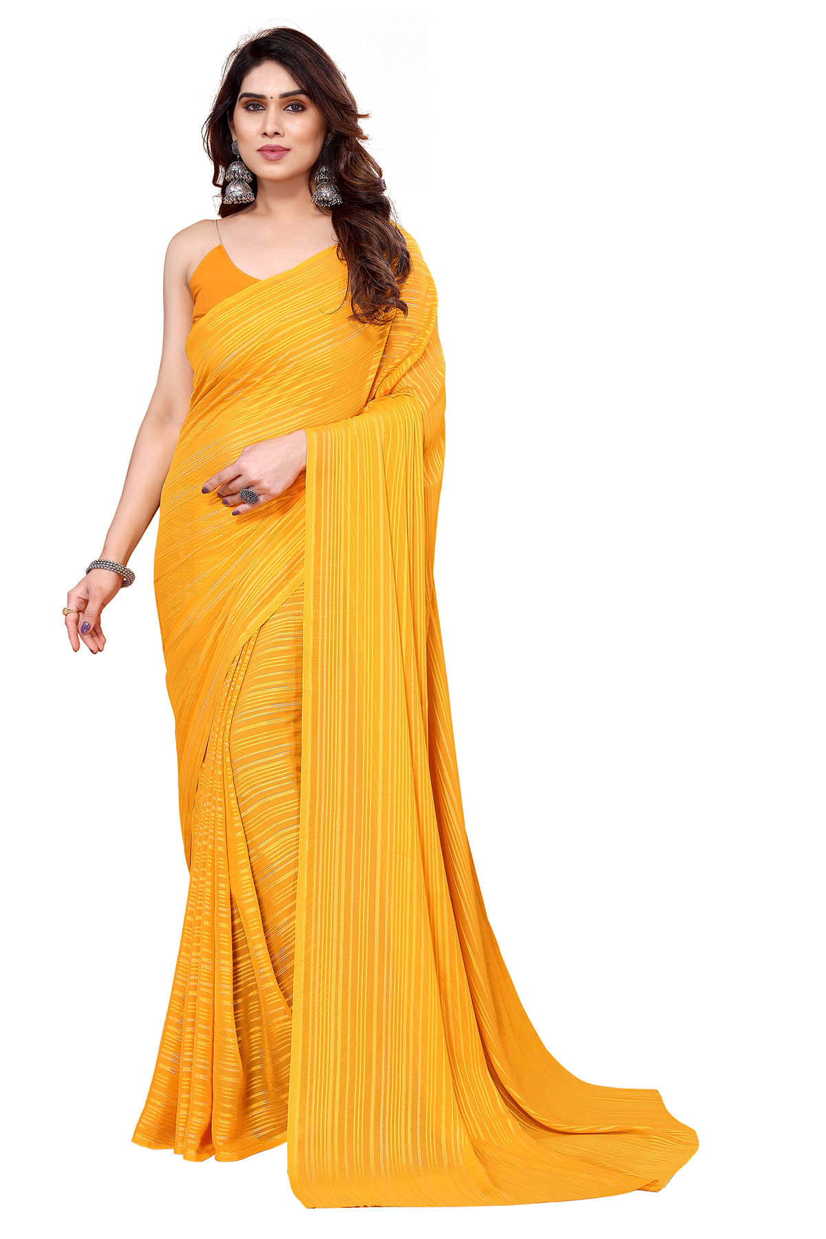 Kashvi Sarees Satin Embellished Chanderi saree With Unstitched Blouse Piece ( Yellow ) Kashvi Sarees Satin Embellished Chanderi saree With Unstitched Blouse Piece ( Yellow )
