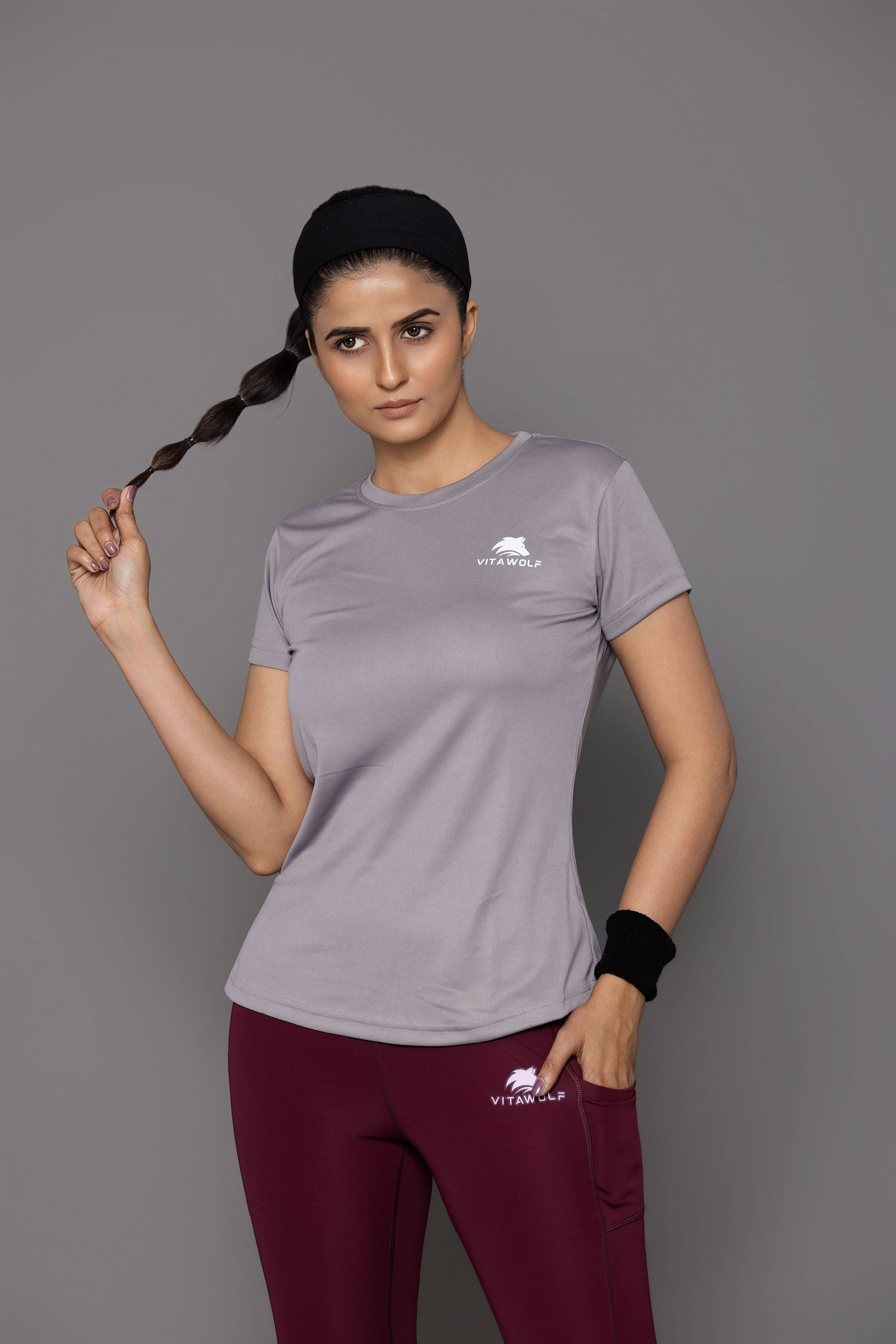     			vitawolf Grey Polyester Tees - Single