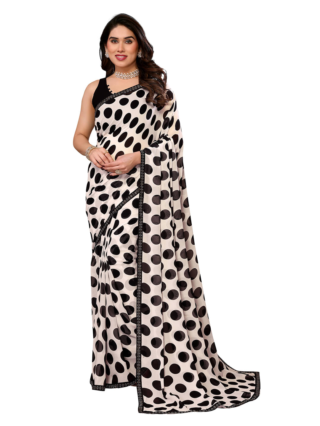 ANAND SAREES Georgette Embellished Chanderi saree With Unstitched Blouse Piece ( Black ) ANAND SAREES Georgette Embellished Chanderi saree With Unstitched Blouse Piece ( Black )