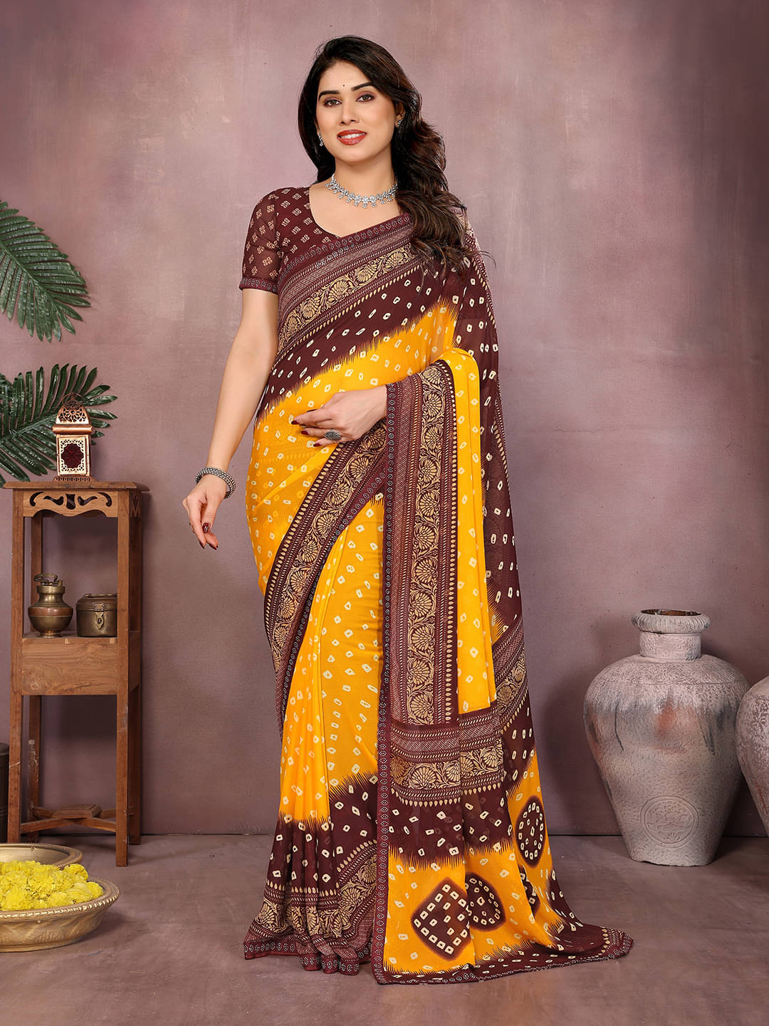 ANAND SAREES Georgette Embellished Chanderi saree With Unstitched Blouse Piece ( Yellow ) ANAND SAREES Georgette Embellished Chanderi saree With Unstitched Blouse Piece ( Yellow )