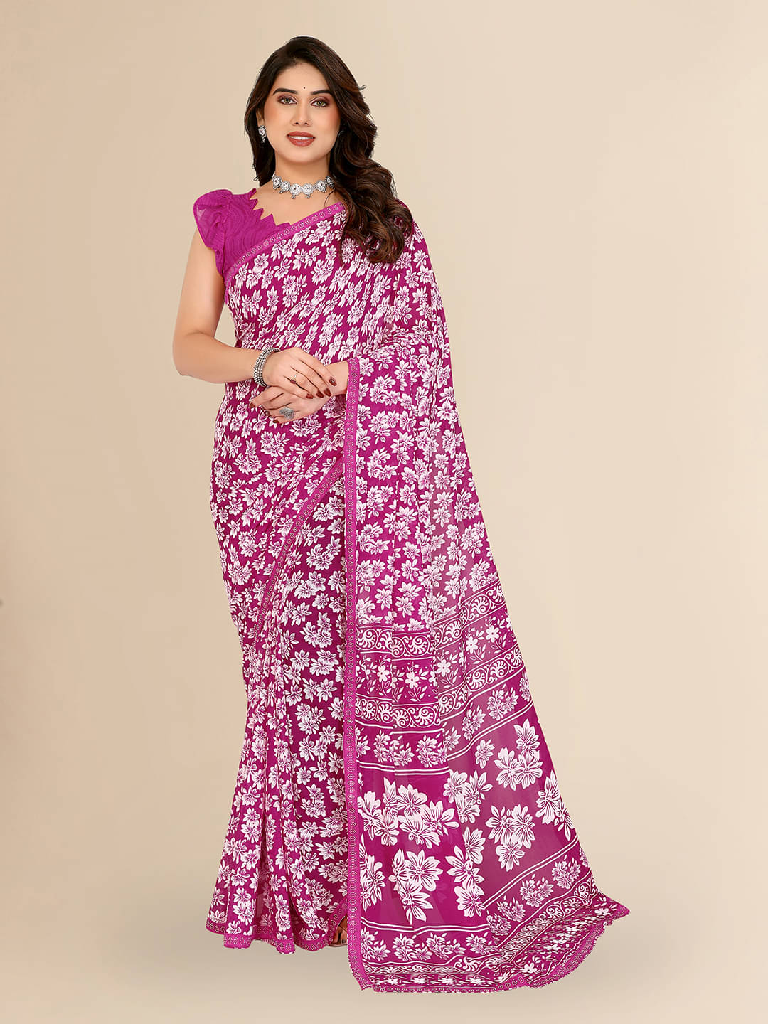 ANAND SAREES Georgette Embellished Chanderi saree With Unstitched Blouse Piece ( Pink ) ANAND SAREES Georgette Embellished Chanderi saree With Unstitched Blouse Piece ( Pink )