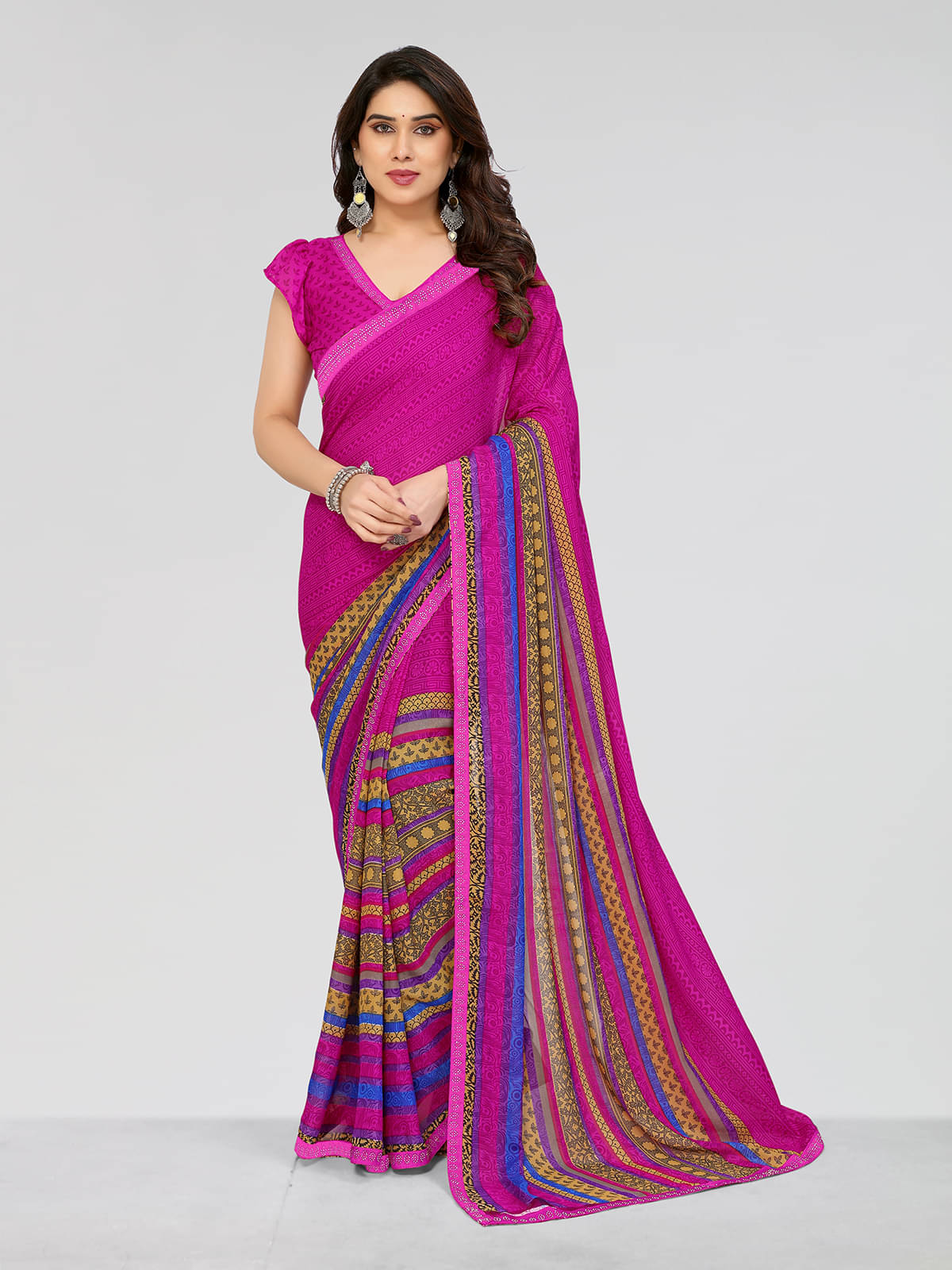 ANAND SAREES Georgette Embellished Chanderi saree With Unstitched Blouse Piece ( Pink ) ANAND SAREES Georgette Embellished Chanderi saree With Unstitched Blouse Piece ( Pink )