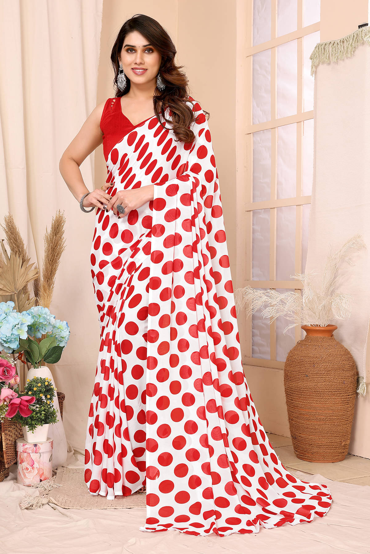 ANAND SAREES Georgette Printed Chanderi saree With Unstitched Blouse Piece ( White ) ANAND SAREES Georgette Printed Chanderi saree With Unstitched Blouse Piece ( White )