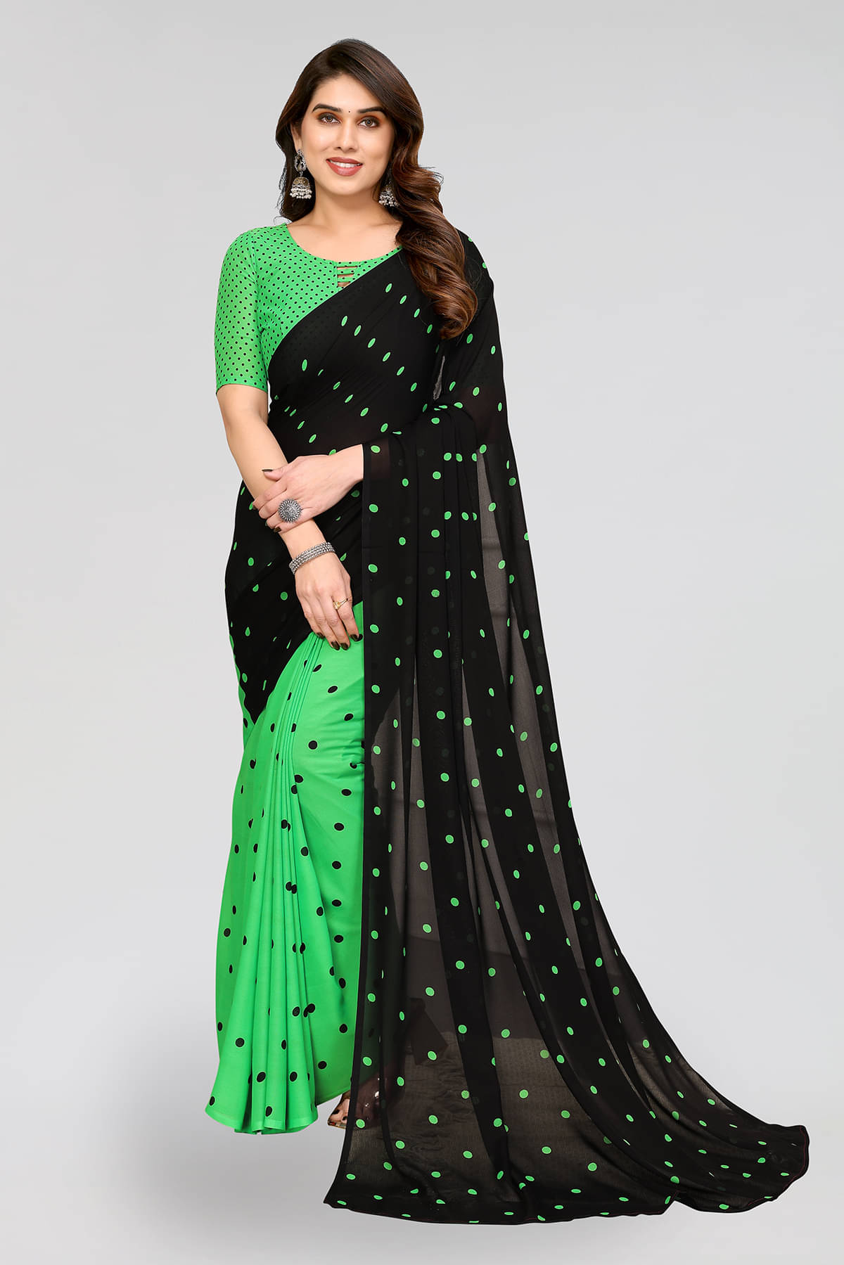ANAND SAREES Georgette Printed Chanderi saree With Unstitched Blouse Piece ( Light Green ) ANAND SAREES Georgette Printed Chanderi saree With Unstitched Blouse Piece ( Light Green )