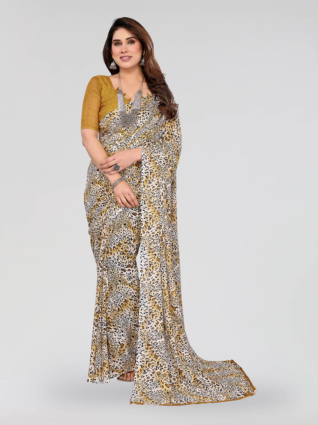 ANAND SAREES Georgette Printed Chanderi saree With Unstitched Blouse Piece ( Yellow ) ANAND SAREES Georgette Printed Chanderi saree With Unstitched Blouse Piece ( Yellow )