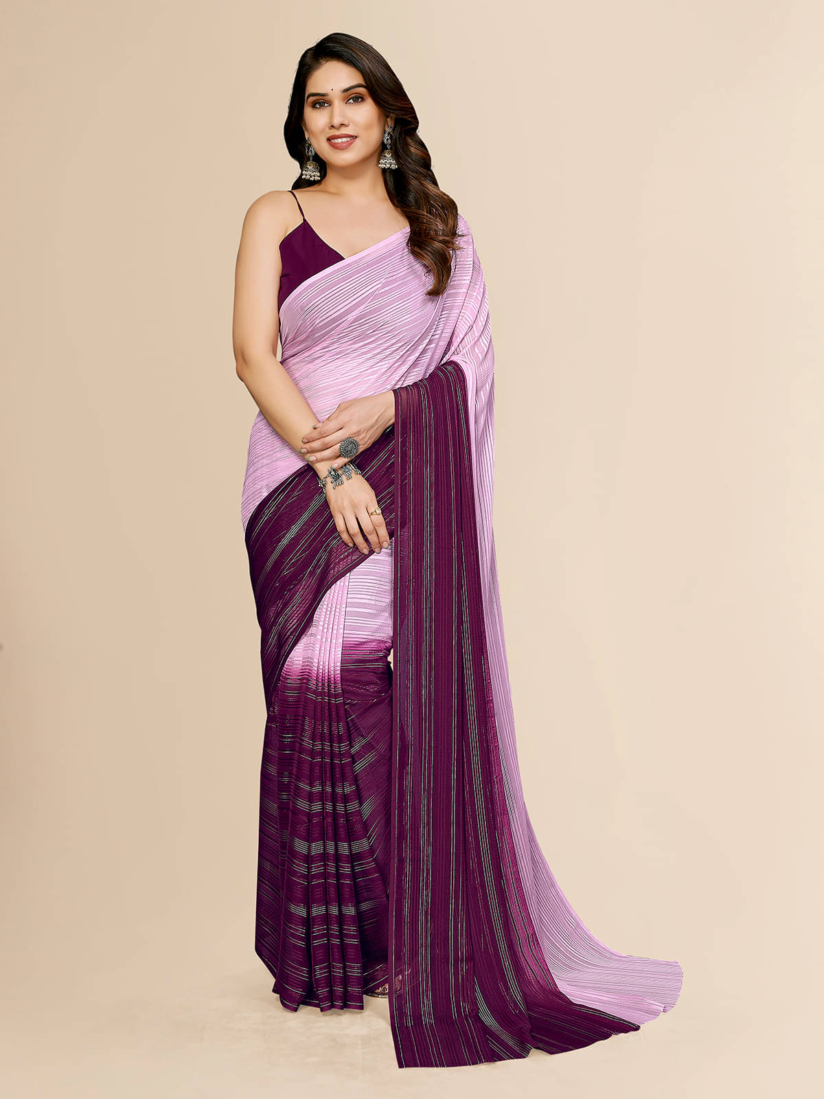 ANAND SAREES Satin Embellished Chanderi saree With Unstitched Blouse Piece ( Rani ) ANAND SAREES Satin Embellished Chanderi saree With Unstitched Blouse Piece ( Rani )