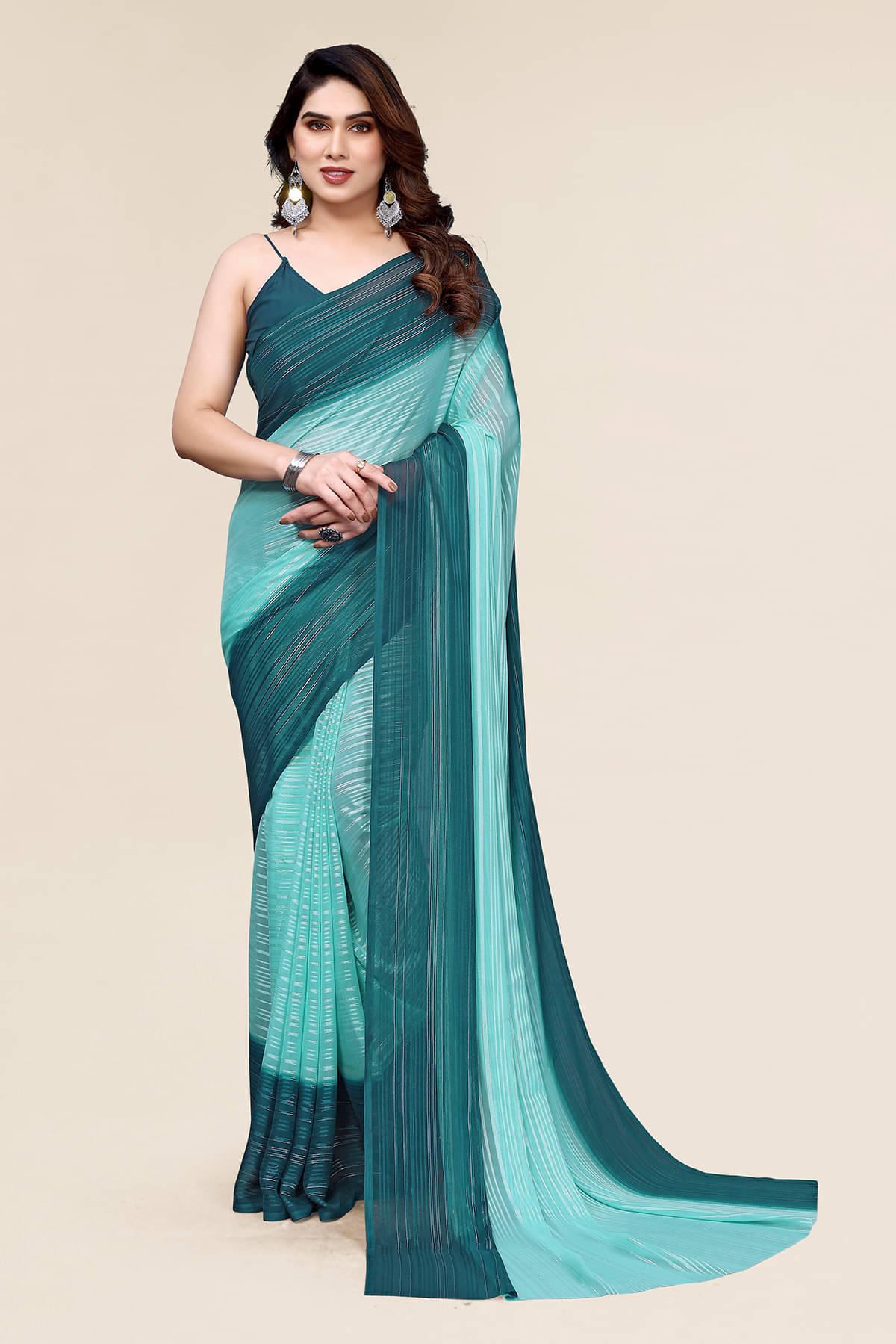 ANAND SAREES Satin Embellished Chanderi saree With Unstitched Blouse Piece ( Sky Blue ) ANAND SAREES Satin Embellished Chanderi saree With Unstitched Blouse Piece ( Sky Blue )