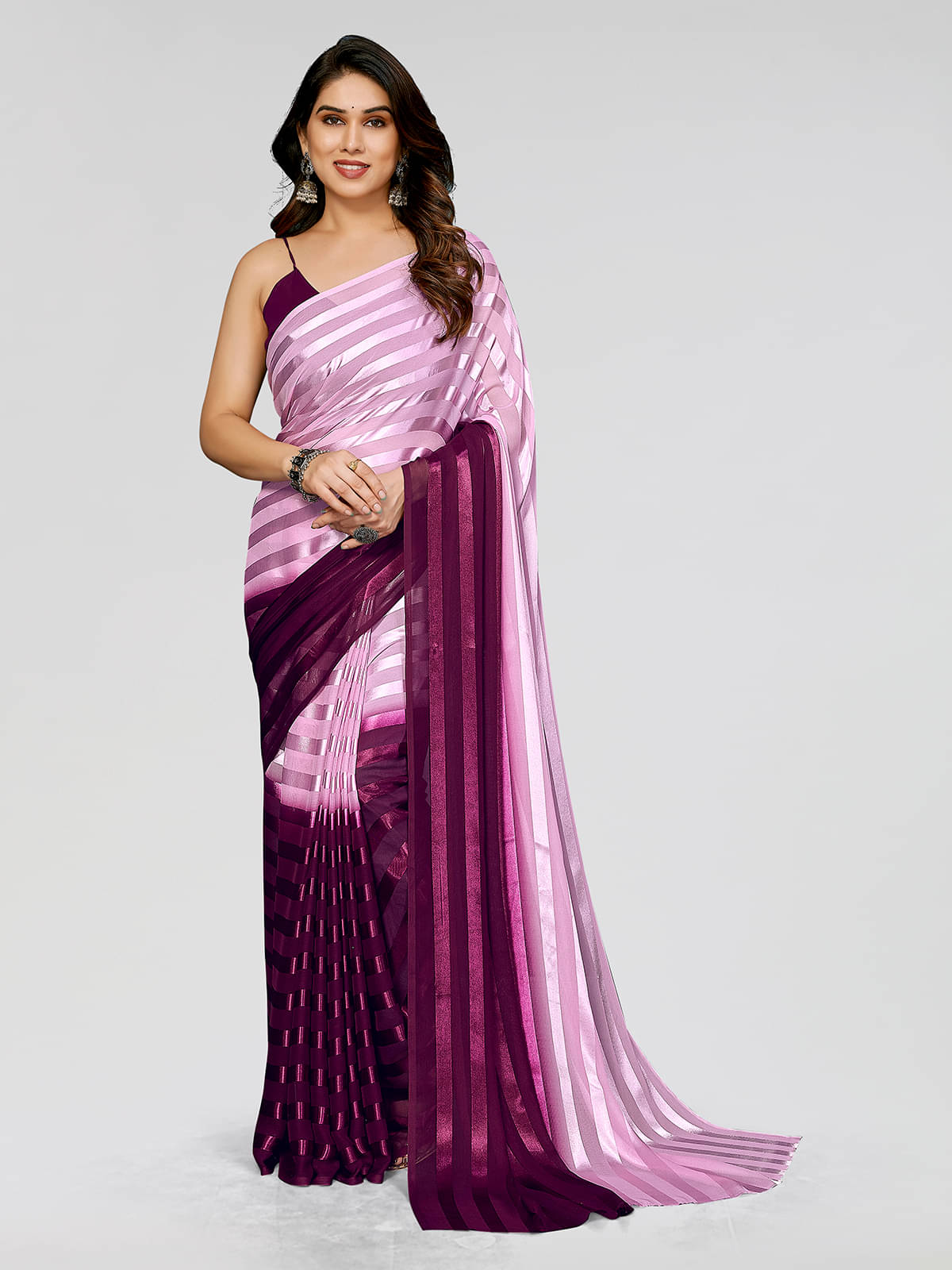 ANAND SAREES Satin Embellished Kasavu Saree With Unstitched Blouse Piece ( Wine ) ANAND SAREES Satin Embellished Kasavu Saree With Unstitched Blouse Piece ( Wine )