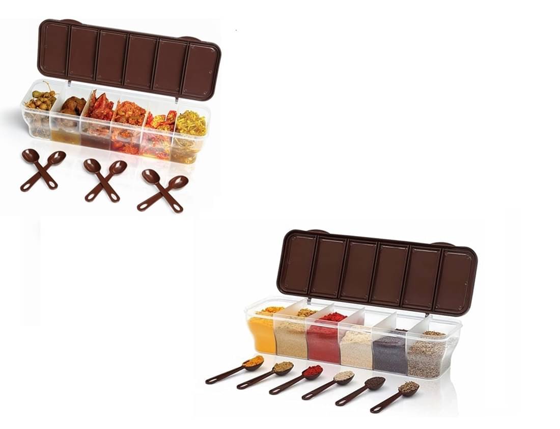     			Analog Kitchenware Dal/Spice/Pickle Plastic Brown Multi-Purpose Container ( Set of 2 )