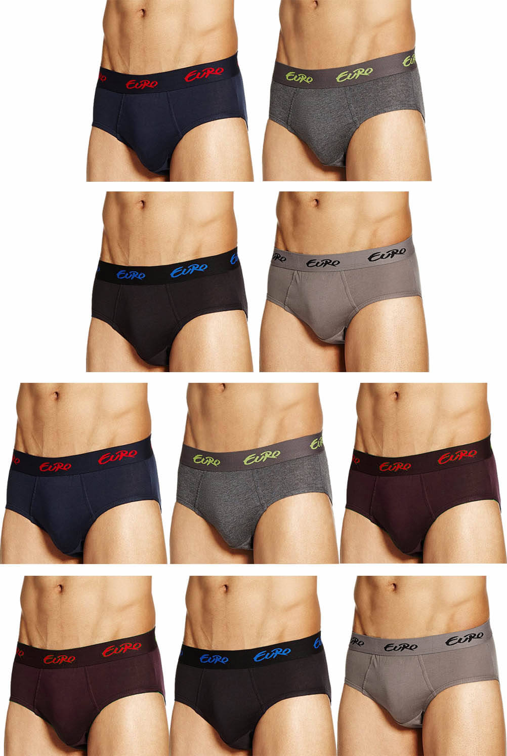 Euro Pack of 10 Cotton Briefs For Men's ( Multicolor )     			Euro Pack of 10 Cotton Briefs For Men's ( Multicolor )