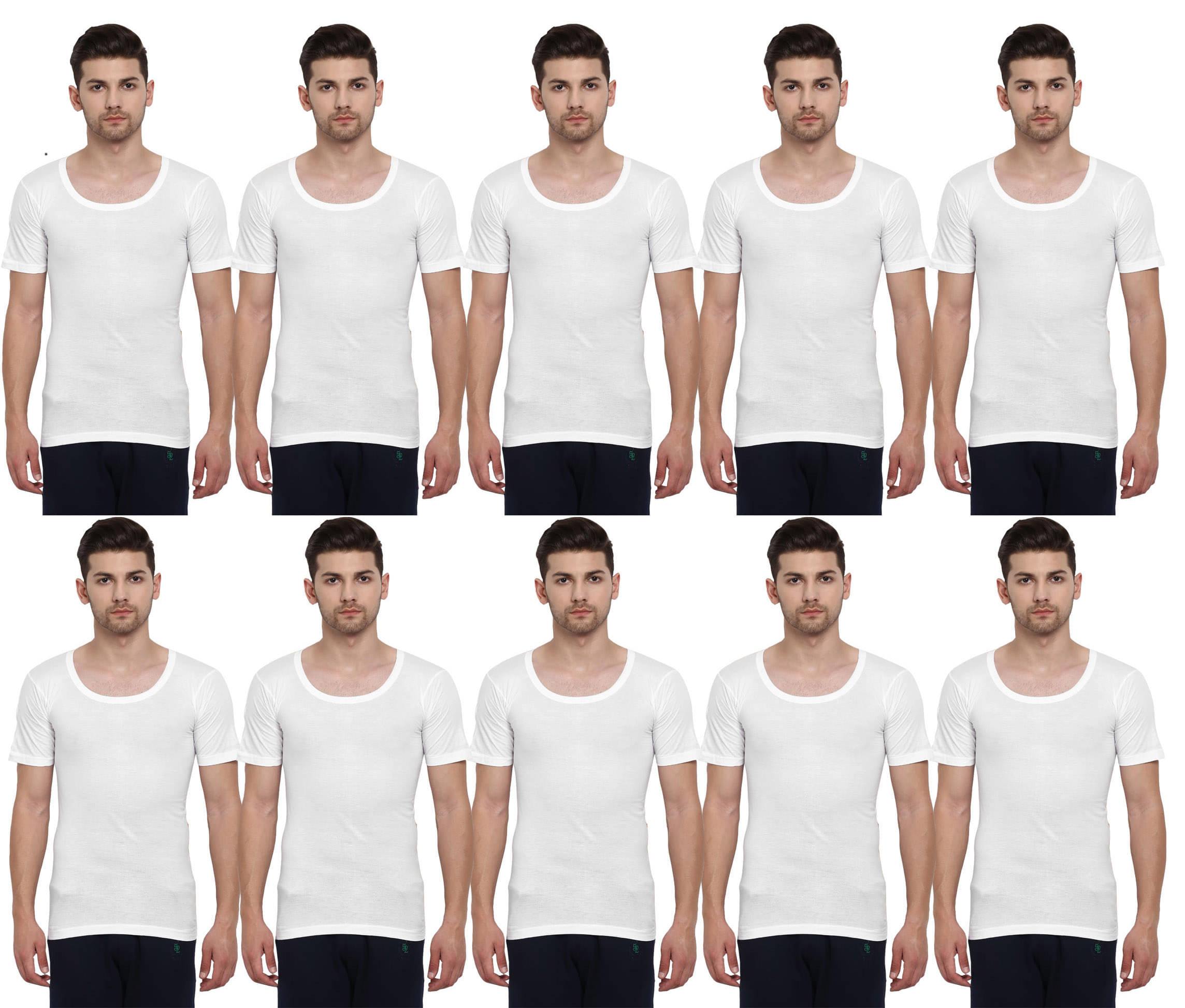 Euro Pack of 10 Cotton Basic Vest For Men ( White ) Euro Pack of 10 Cotton Basic Vest For Men ( White )