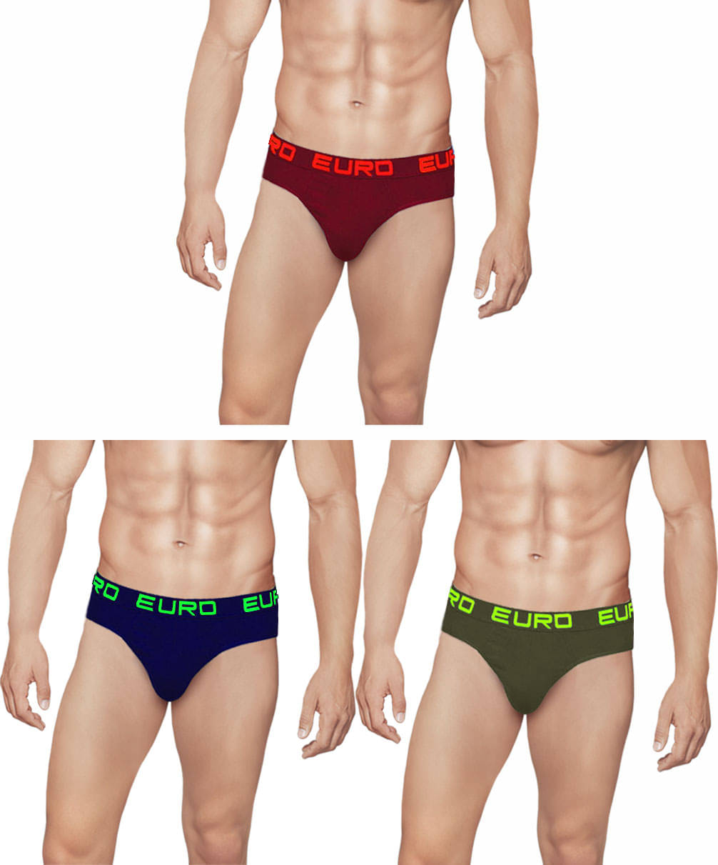     			Euro Pack of 3 Cotton Briefs For Men's ( Multicolor )