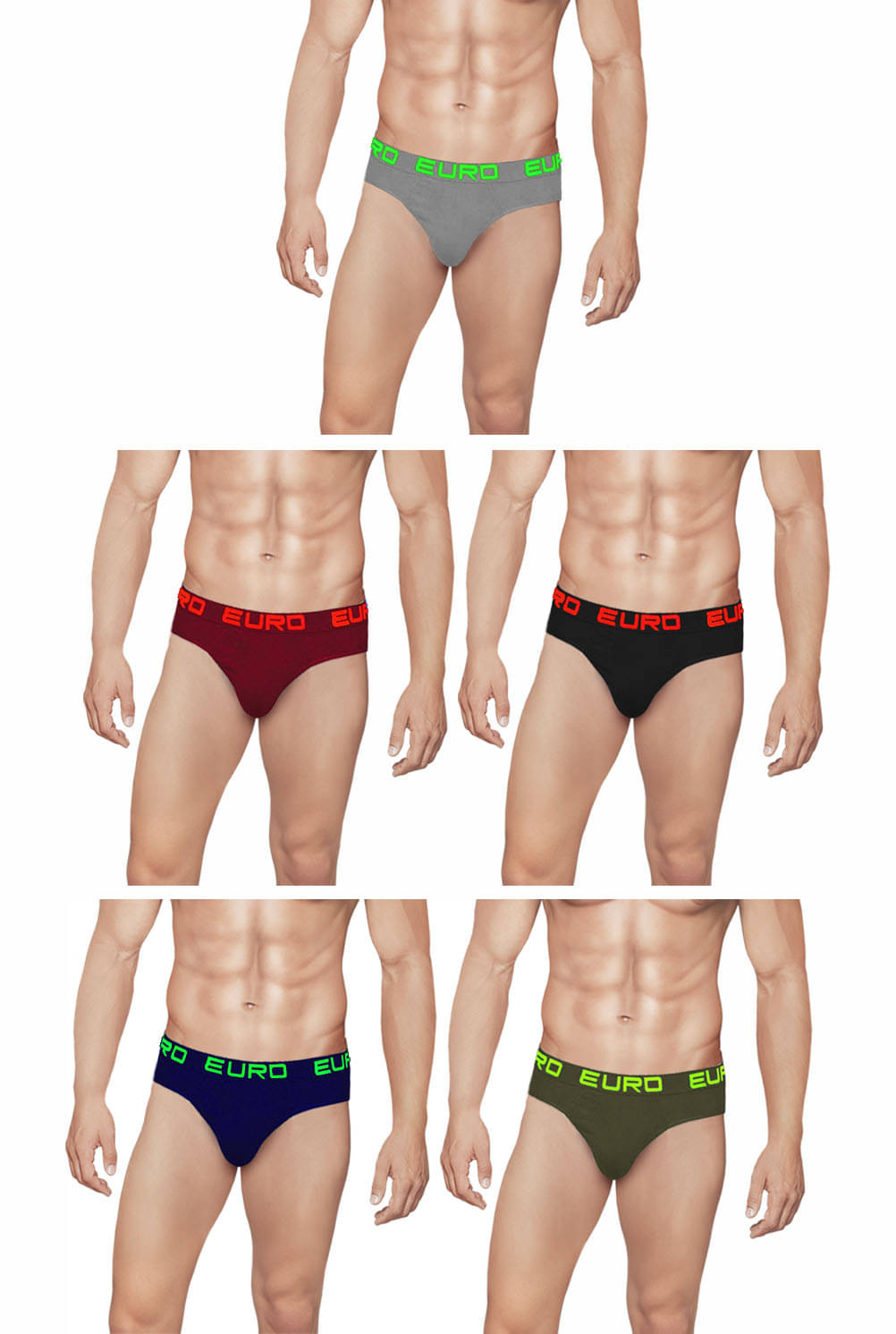 Euro Pack of 5 Cotton Briefs For Men's ( Multicolor ) Euro Pack of 5 Cotton Briefs For Men's ( Multicolor )