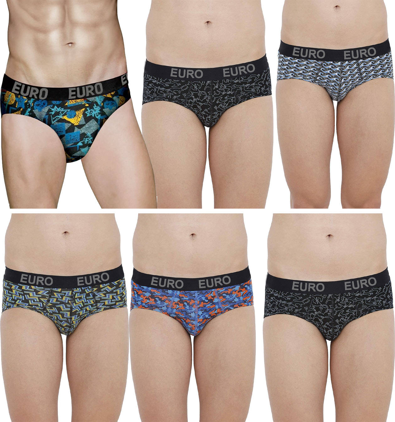     			Euro Pack of 6 Cotton Briefs For Men's ( Multicolor )