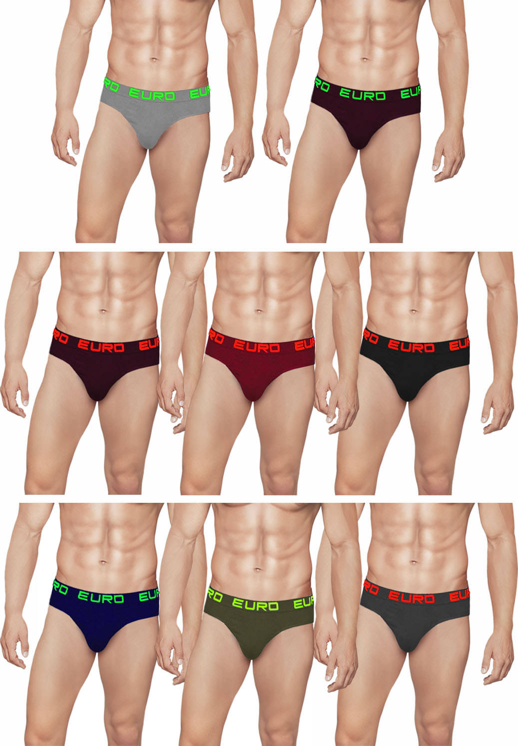 Euro Pack of 8 Cotton Briefs For Men's ( Multicolor )     			Euro Pack of 8 Cotton Briefs For Men's ( Multicolor )
