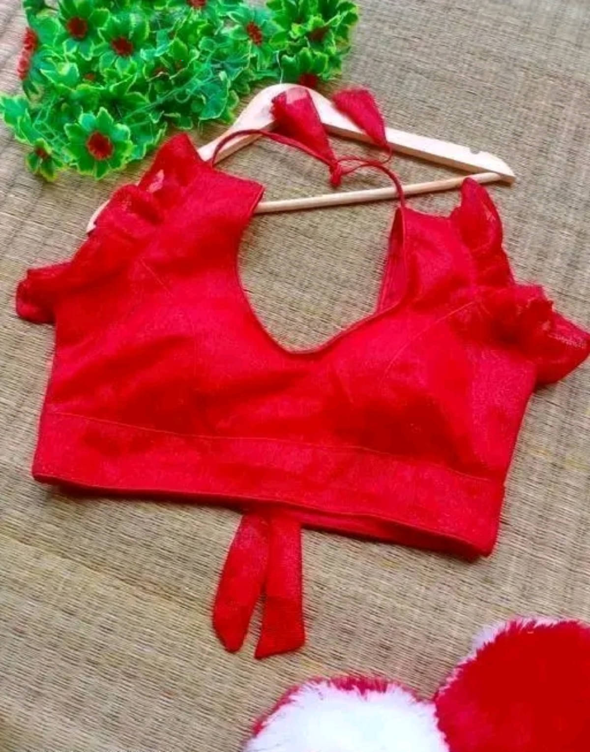 G Red Readymade with Pad Net Women's Blouse ( Pack of 1 ) G Red Readymade with Pad Net Women's Blouse ( Pack of 1 )