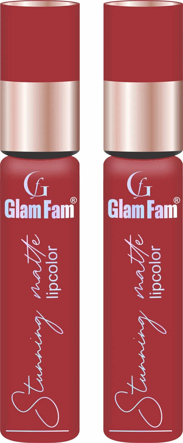     			GLAMFAM Maroon Matte Smudge Free Liquid Lipstick ( Pack of 2 )