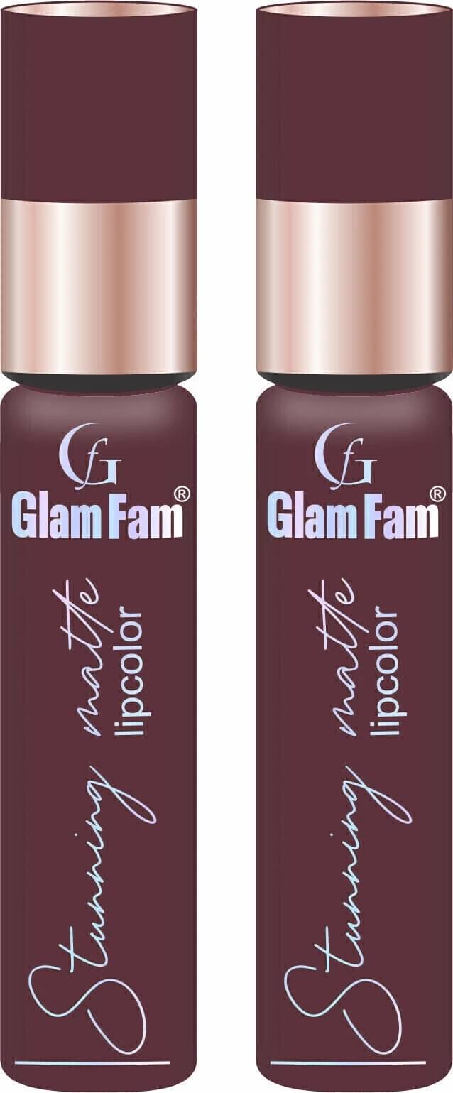     			GLAMFAM Maroon Matte Smudge Free Liquid Lipstick ( Pack of 2 )