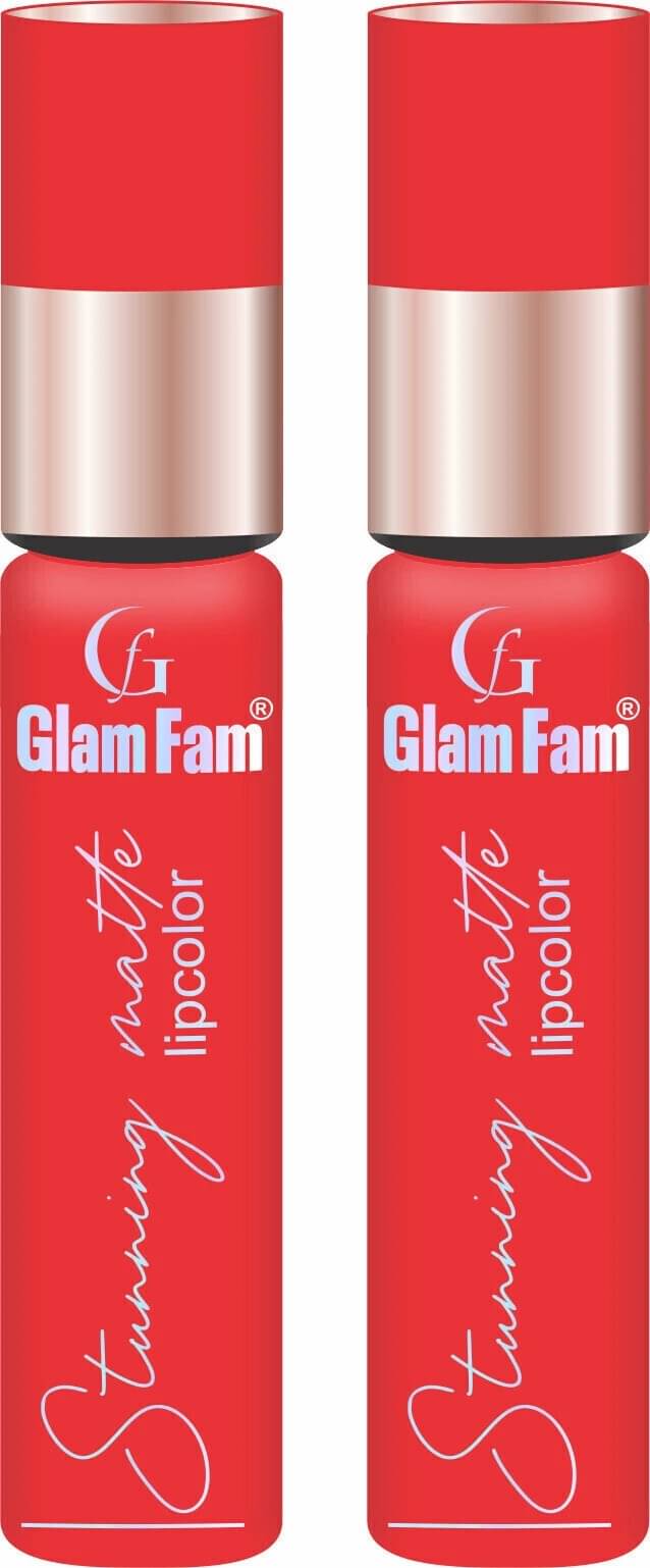     			GLAMFAM Pink Matte Smudge Free Liquid Lipstick ( Pack of 2 )
