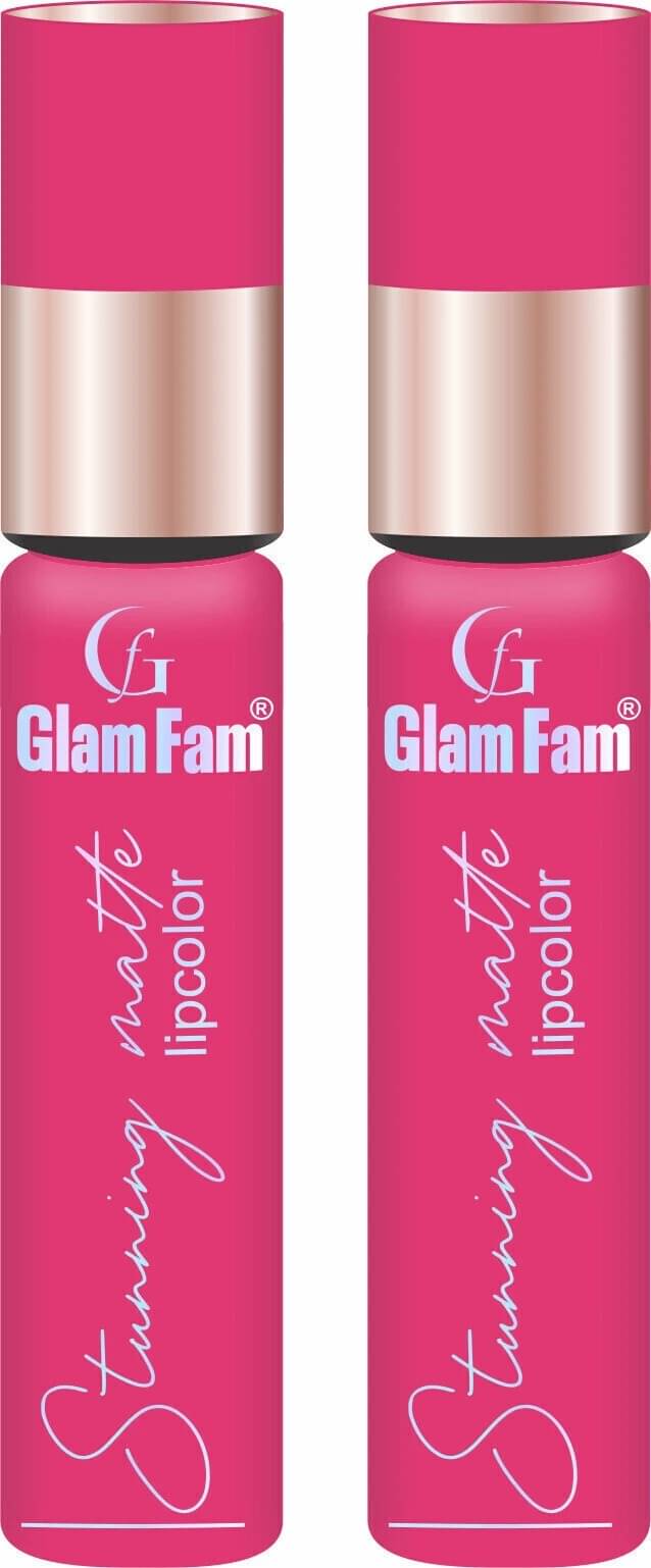     			GLAMFAM Pink Matte Smudge Free Liquid Lipstick ( Pack of 2 )