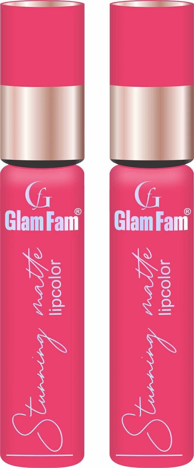     			GLAMFAM Pink Matte Smudge Free Liquid Lipstick ( Pack of 2 )