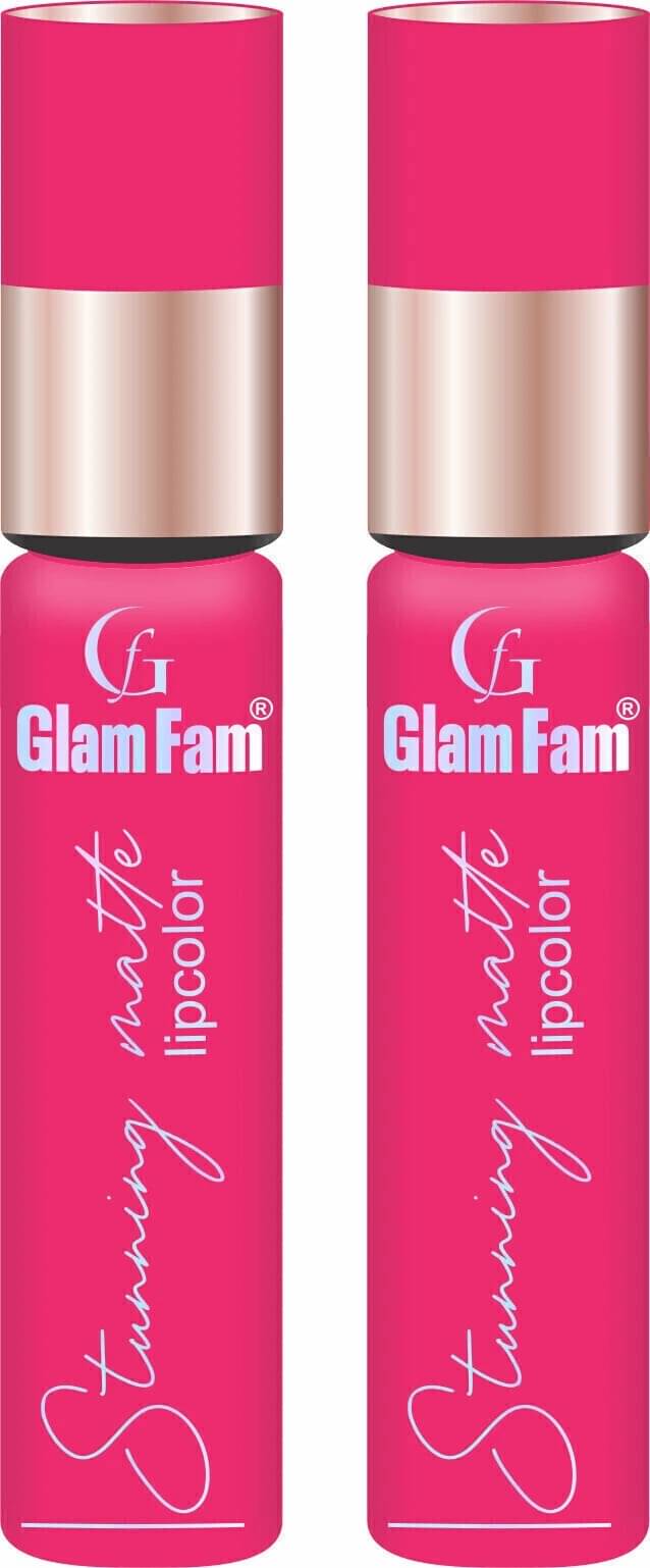     			GLAMFAM Pink Matte Smudge Free Liquid Lipstick ( Pack of 2 )