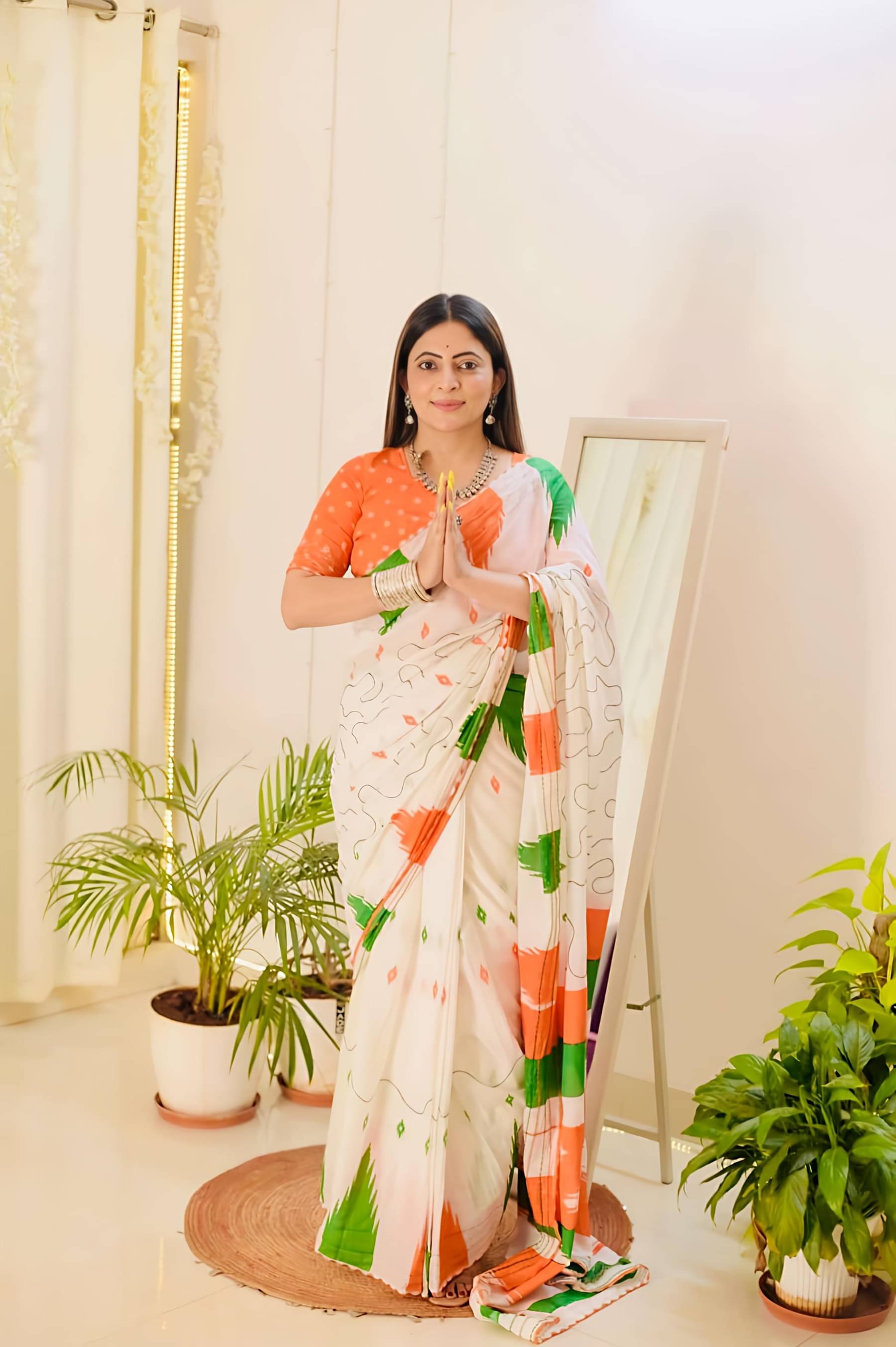 Grubstaker Linen Printed Regular Saree With Unstitched Blouse Piece ( Multicolor 2 ) Grubstaker Linen Printed Regular Saree With Unstitched Blouse Piece ( Multicolor 2 )