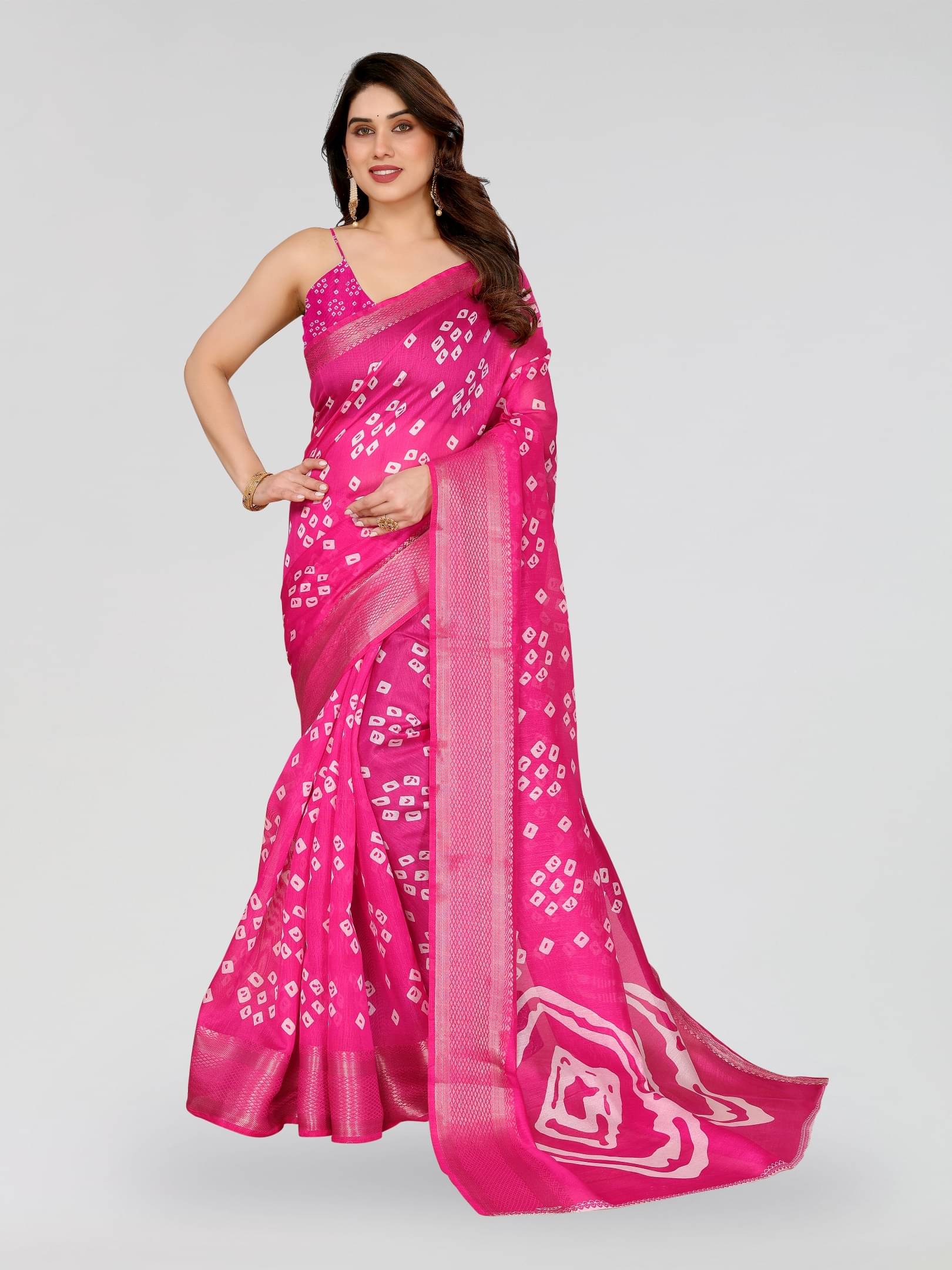 HEMA SILK MILLS Cotton Blend Printed Regular Saree With Unstitched Blouse Piece ( Pink ) HEMA SILK MILLS Cotton Blend Printed Regular Saree With Unstitched Blouse Piece ( Pink )