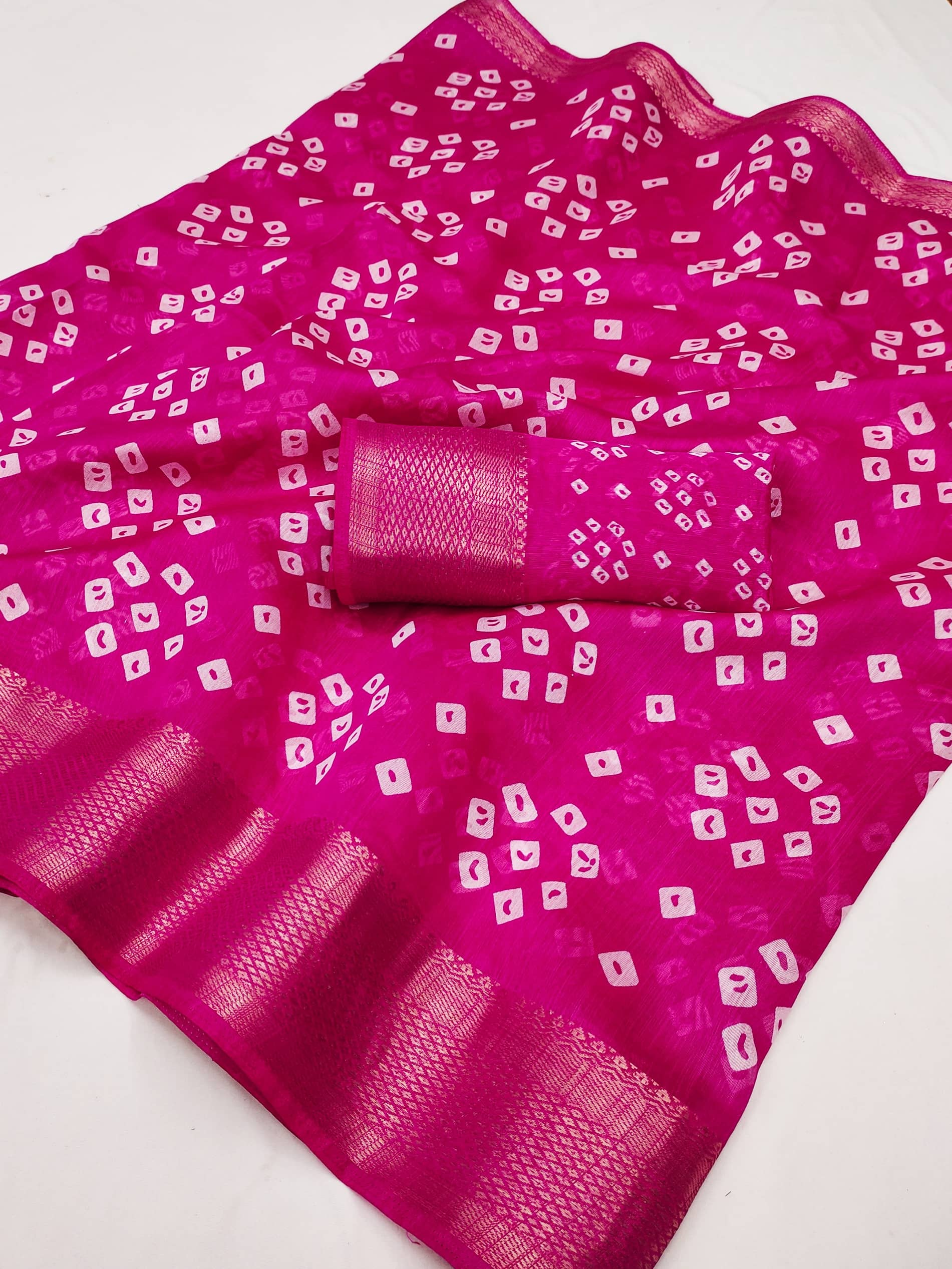 HEMA SILK MILLS Cotton Blend Printed Regular Saree With Unstitched Blouse Piece ( Blue ) - Sarees | Buy online on ZillyBuy