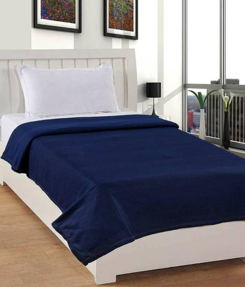 KHUSHRIT Fleece Solid Single Bed Blanket ( 228 cm x 152 cm ) - Blue ( Pack of 1 ) KHUSHRIT Fleece Solid Single Bed Blanket ( 228 cm x 152 cm ) - Blue ( Pack of 1 )
