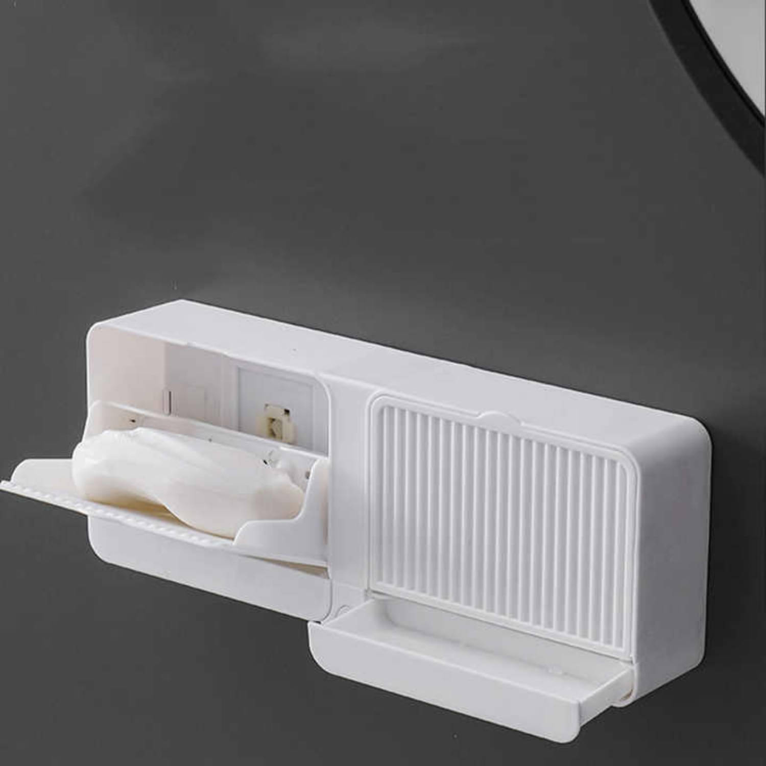     			Radhe Creation Soap case,  Double Grids Soap Holder, Wall-Mounted with Cover Double Grid-Asphalt Toilet Laundry soap Box, No Drilling Clamshell soap Box, Soap Holder for Bathroom, Drainage Box with Cover Soap Holder(1 Pack)