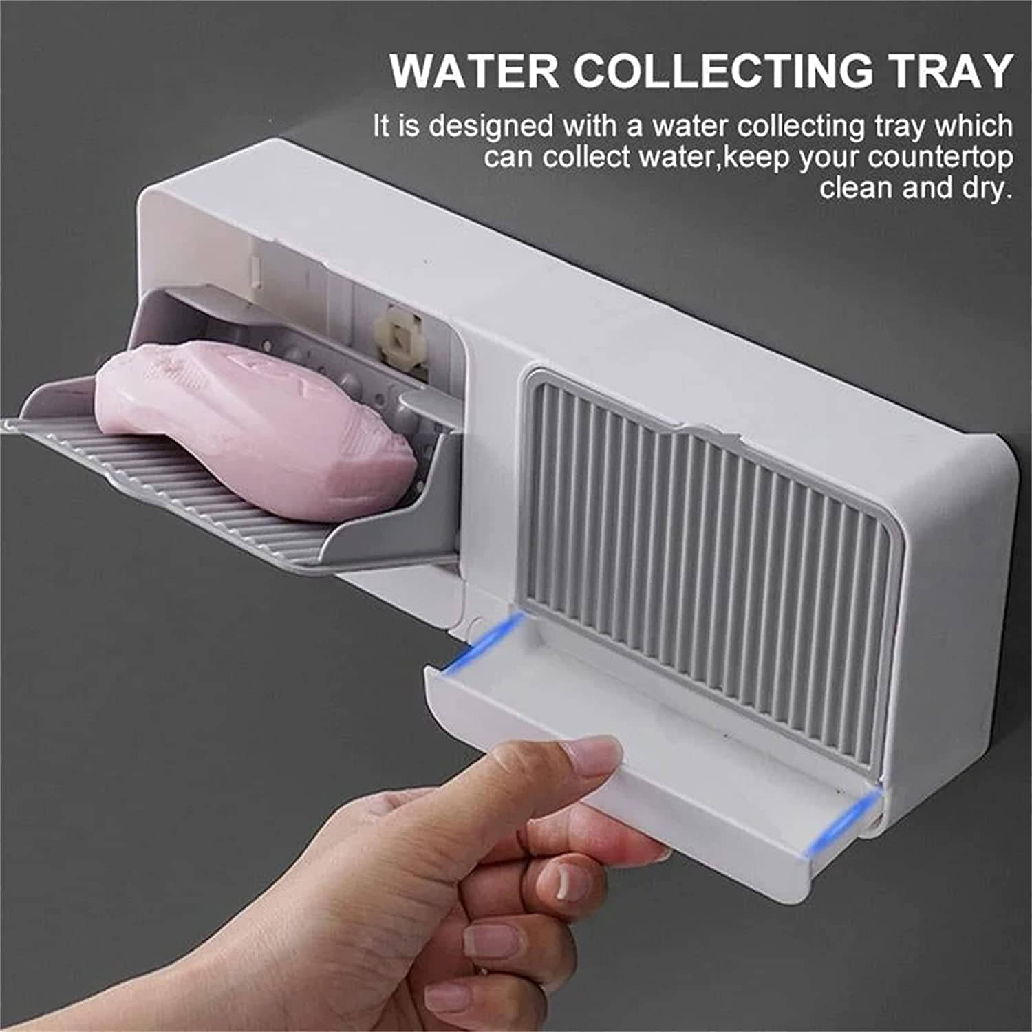     			Radhe Creation Wall Mounted Soap Holder with Lid and Drain Tray | Self Adhesive Bathroom Soap Case for Wall | Multipurpose Soap Box Organizer for Bathroom, Kitchen & Wash Basin | No Drilling Soap Dish with Cover | Space Saving Design | Durable Plastic