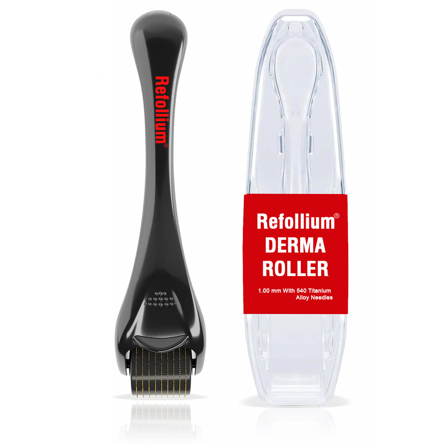 Refollium® Derma Roller 1.00 mm with box | With 540 Titanium Alloy Needles | Promotes Beard & Hair Growth & Reduces Acne Scars | Safe & Effective to Use