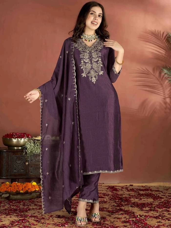 SAREEKART FAB Women Viscose Embroidered A-line Kurti With Pants ( Wine ) SAREEKART FAB Women Viscose Embroidered A-line Kurti With Pants ( Wine )