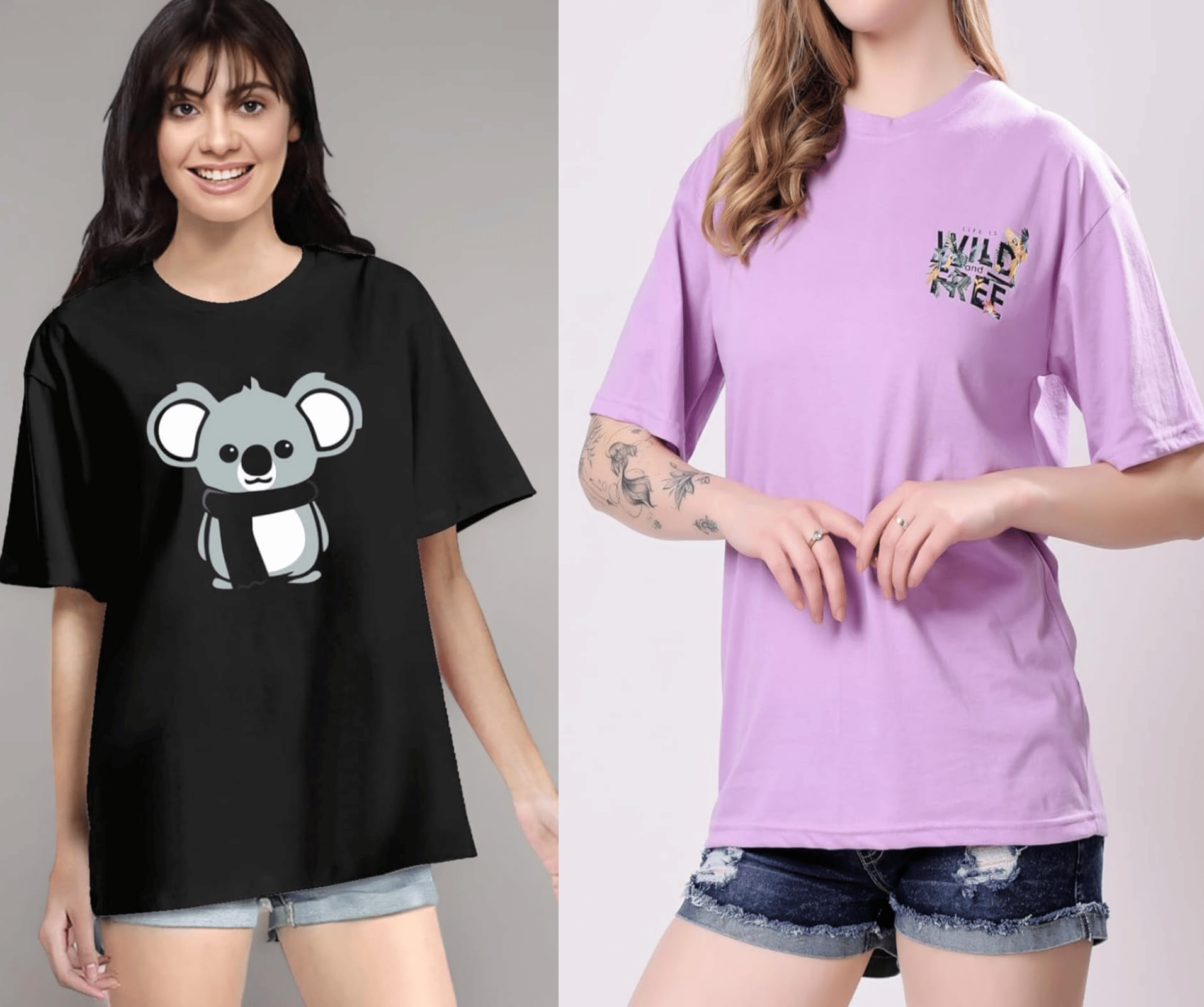 SF 33 Women Cotton Blend Printed Oversized Fit Round Neck T-Shirt ( Multicolor ) SF 33 Women Cotton Blend Printed Oversized Fit Round Neck T-Shirt ( Multicolor )