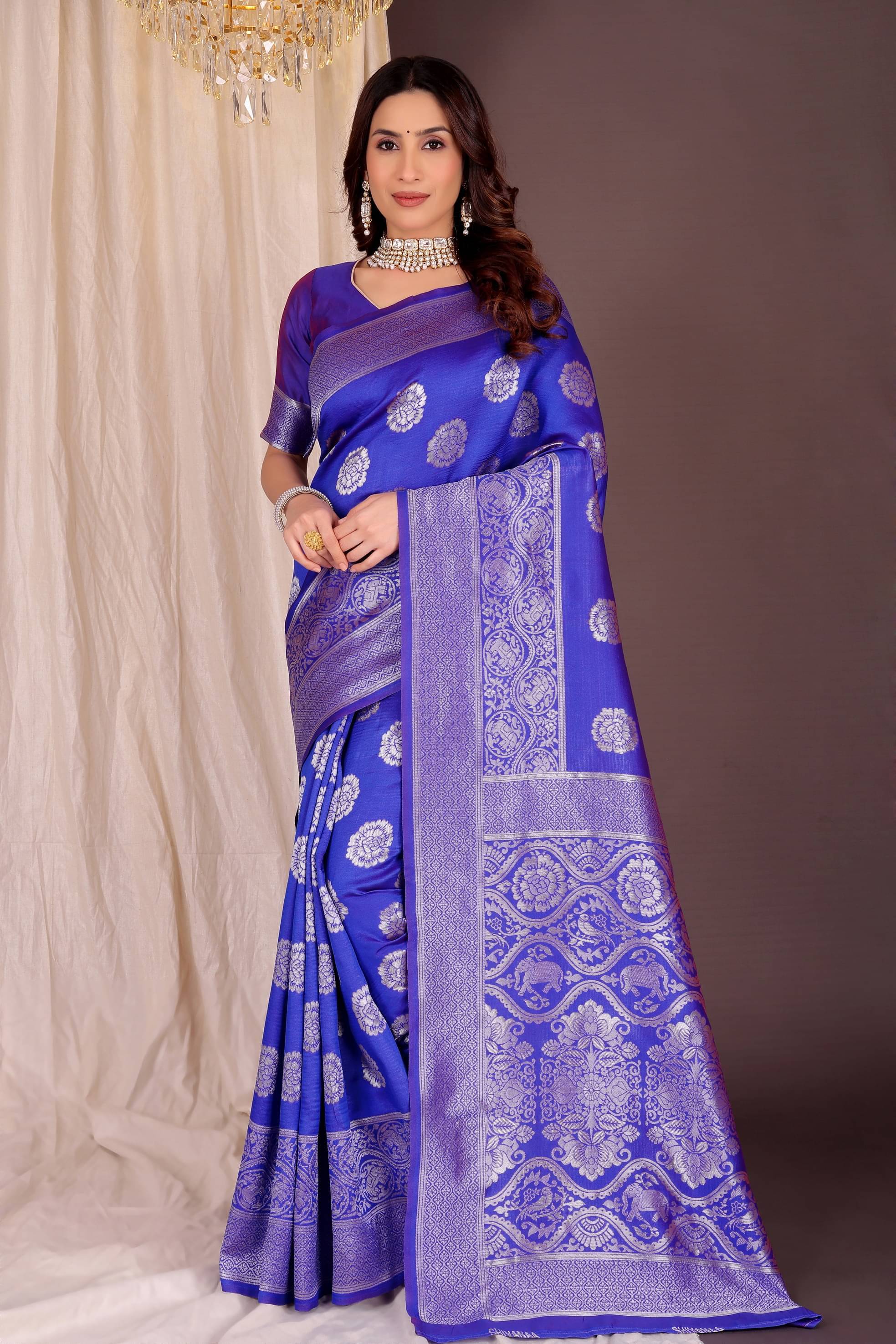 Samai Art Silk Woven Regular Saree With Unstitched Blouse Piece ( Blue ) Samai Art Silk Woven Regular Saree With Unstitched Blouse Piece ( Blue )