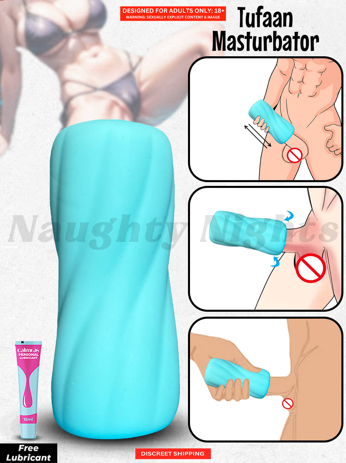 Silicone Handjob Masturbator Sex Toy, Easy to Carry Real Feel Inner Dotted  Design Safe Silicone Male Stroker Masturbator Toy with Free Lube