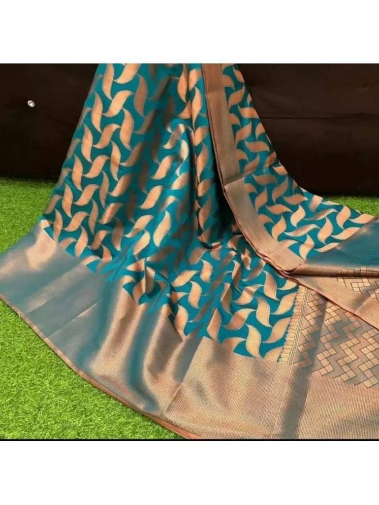     			Suali Art Silk Self Design Regular Saree With Unstitched Blouse Piece ( Blue )