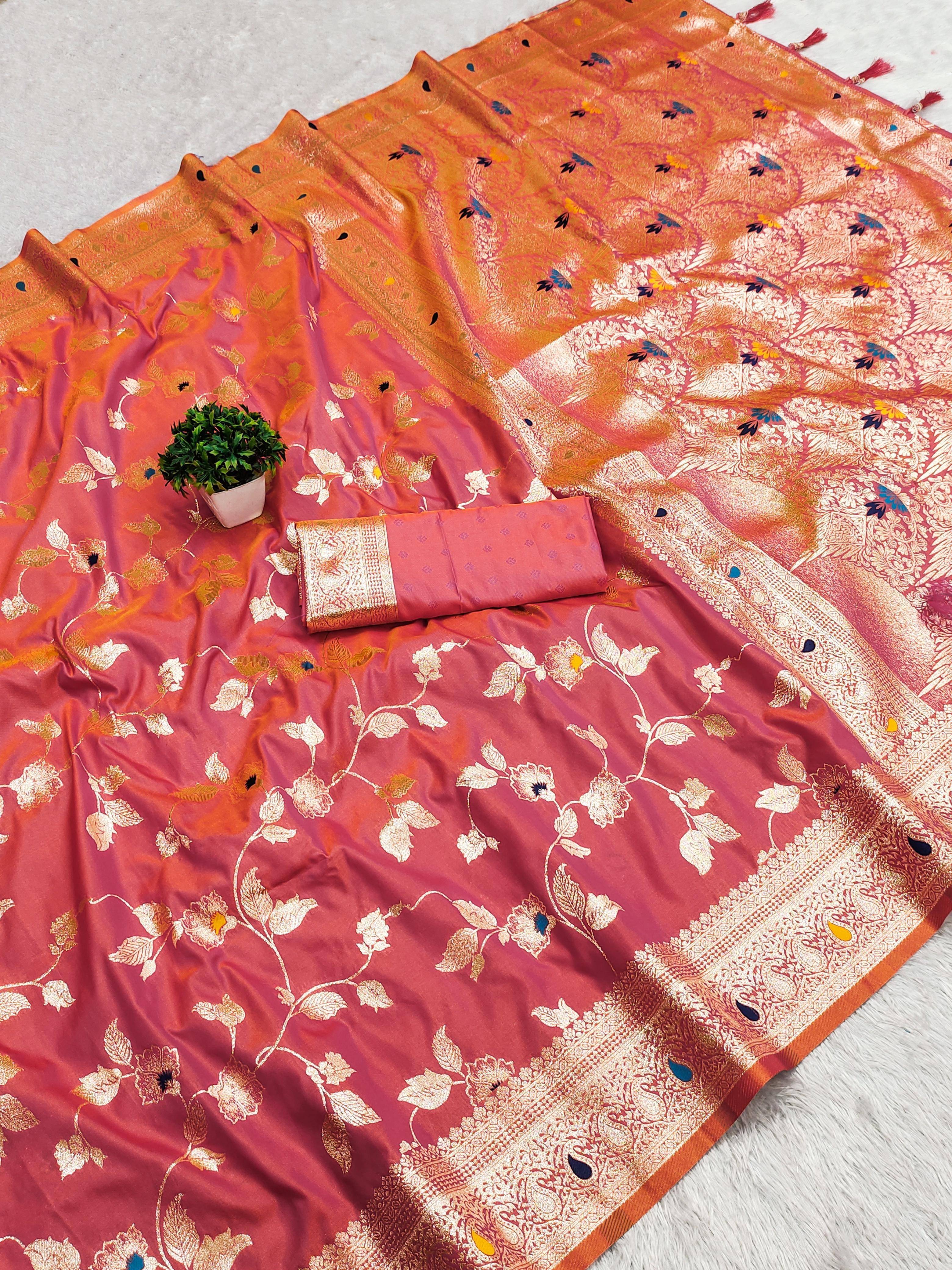 Suntex Silk Woven Regular Saree With Unstitched Blouse Piece ( Peach ) Suntex Silk Woven Regular Saree With Unstitched Blouse Piece ( Peach )