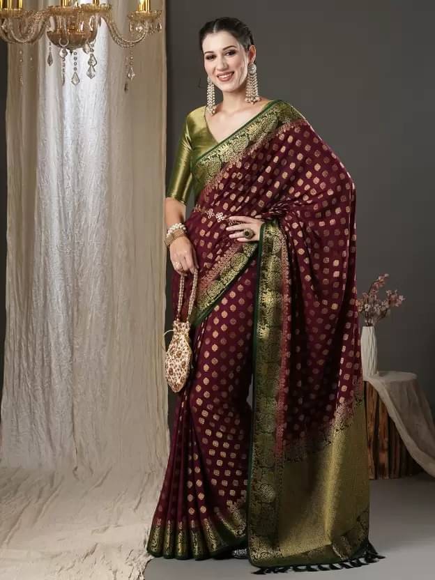    			Suntex Silk Woven Regular Saree With Unstitched Blouse Piece ( Maroon )