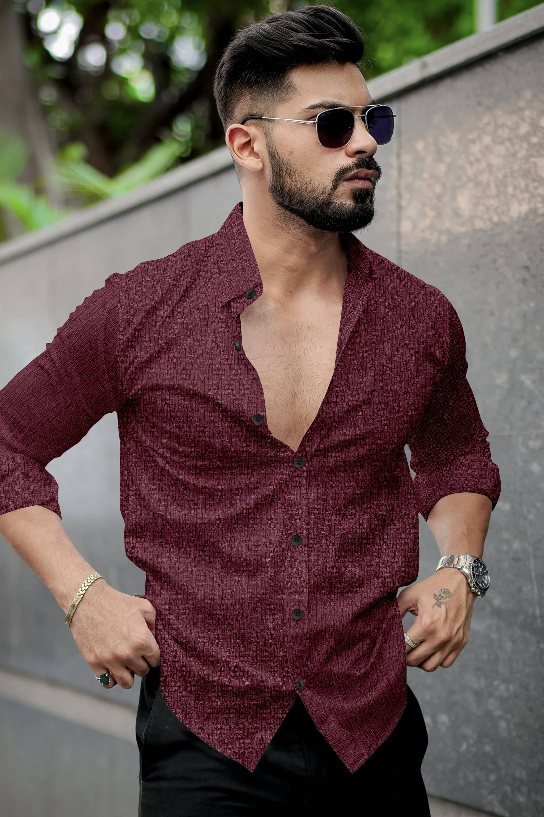 UPQUEDS Poly Cotton Regular Fit Self Design Full Sleeves Men's Casual Shirt - Maroon ( Pack of 1 ) UPQUEDS Poly Cotton Regular Fit Self Design Full Sleeves Men's Casual Shirt - Maroon ( Pack of 1 )