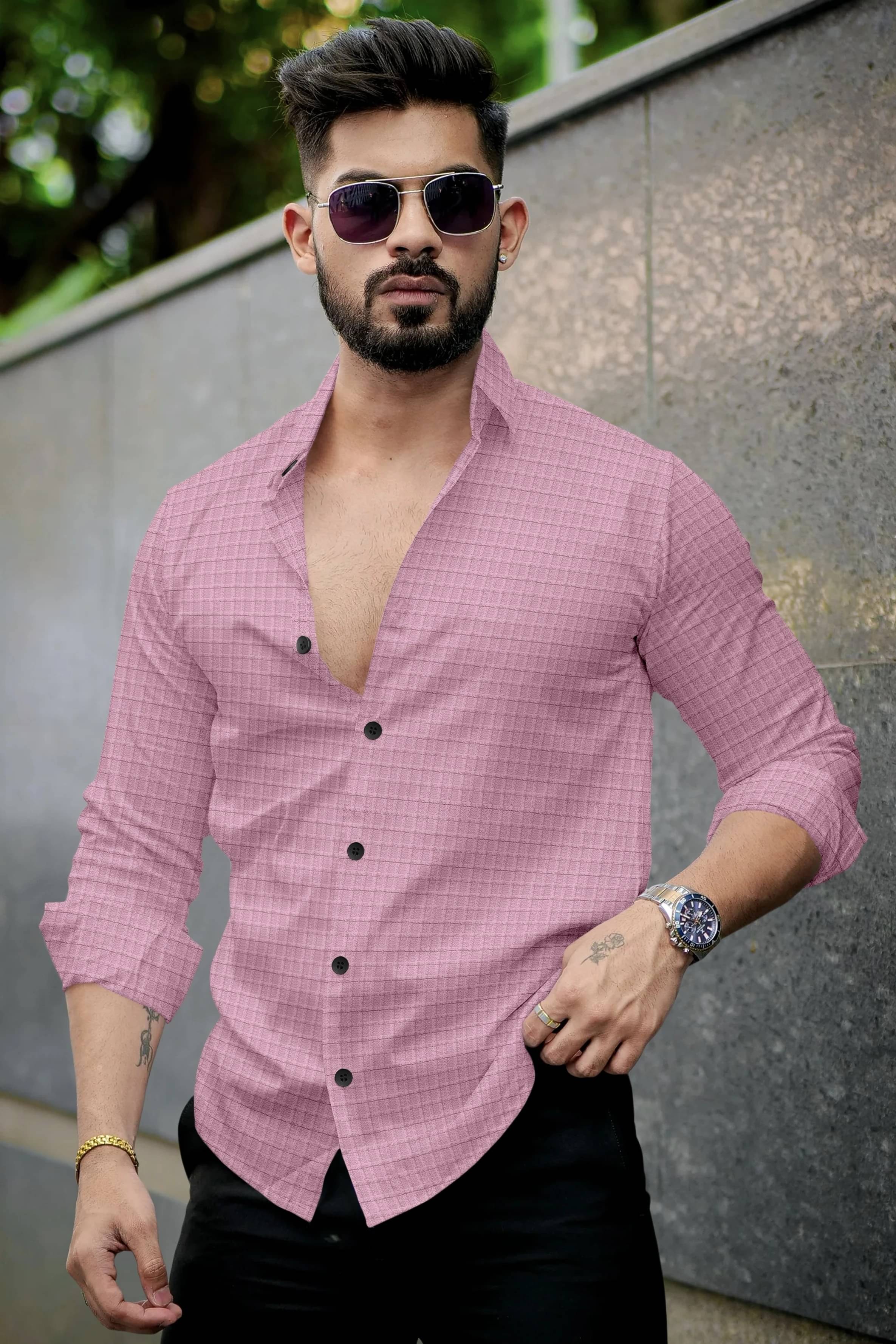UPQUEDS Poly Cotton Regular Fit Self Design Full Sleeves Men's Casual Shirt - Pink ( Pack of 1 ) UPQUEDS Poly Cotton Regular Fit Self Design Full Sleeves Men's Casual Shirt - Pink ( Pack of 1 )