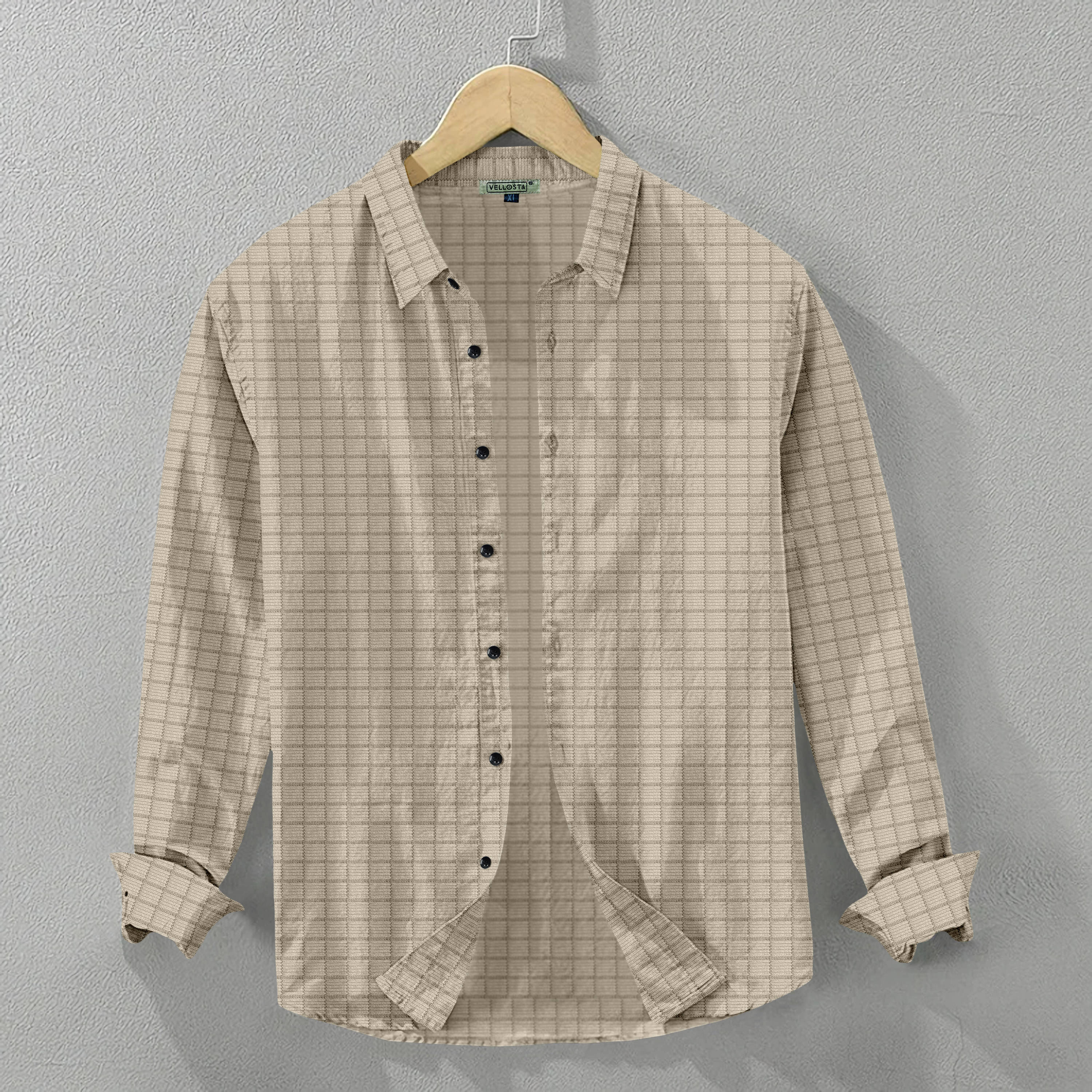     			UPQUEDS Poly Cotton Regular Fit Self Design Full Sleeves Men's Casual Shirt - Beige ( Pack of 1 )