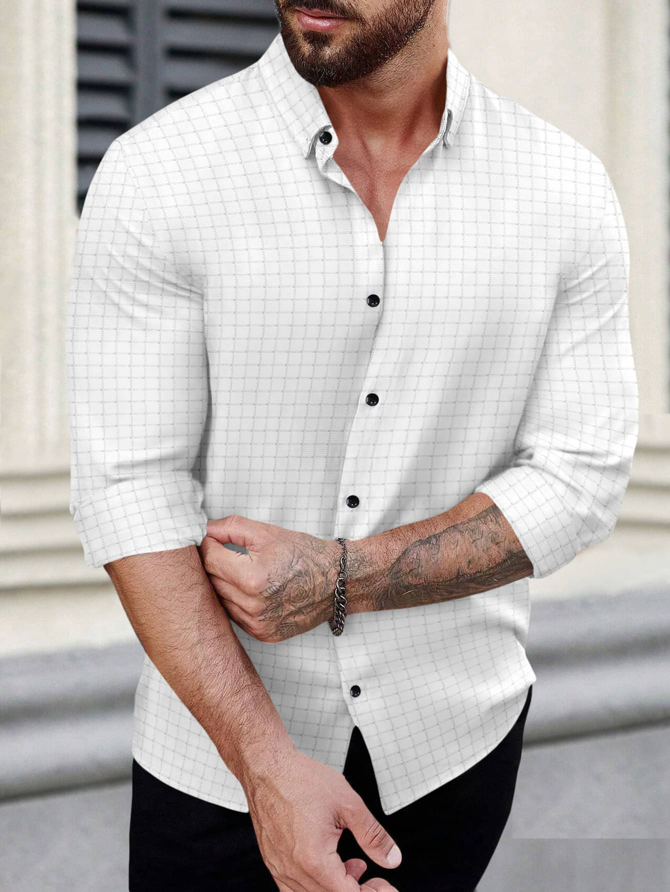 UPQUEDS Poly Cotton Regular Fit Self Design Full Sleeves Men's Casual Shirt - White ( Pack of 1 ) UPQUEDS Poly Cotton Regular Fit Self Design Full Sleeves Men's Casual Shirt - White ( Pack of 1 )